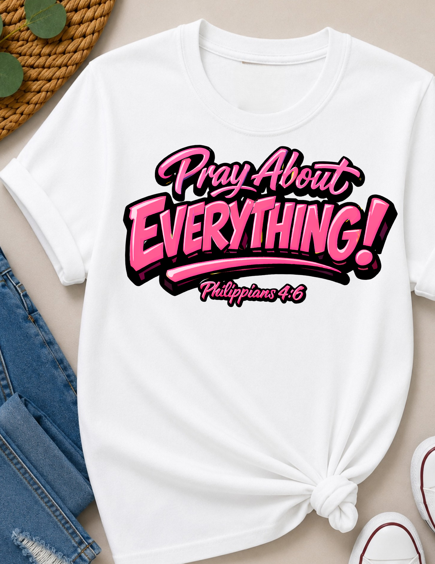Pray About Everything Christian T-Shirt | Philippians 4:6 Faith Shirt