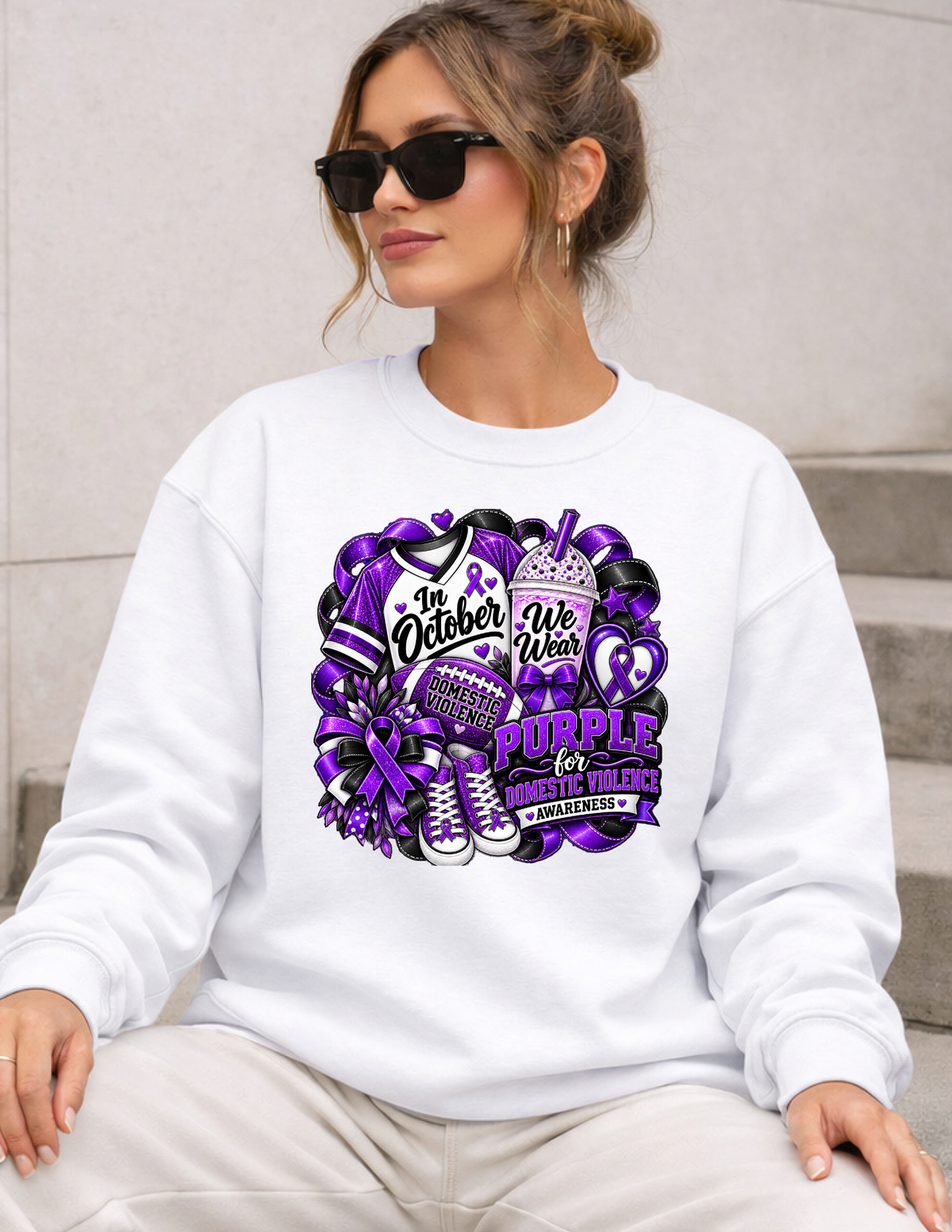 Domestic Violence Awareness Sweatshirt - In October We Wear Purple