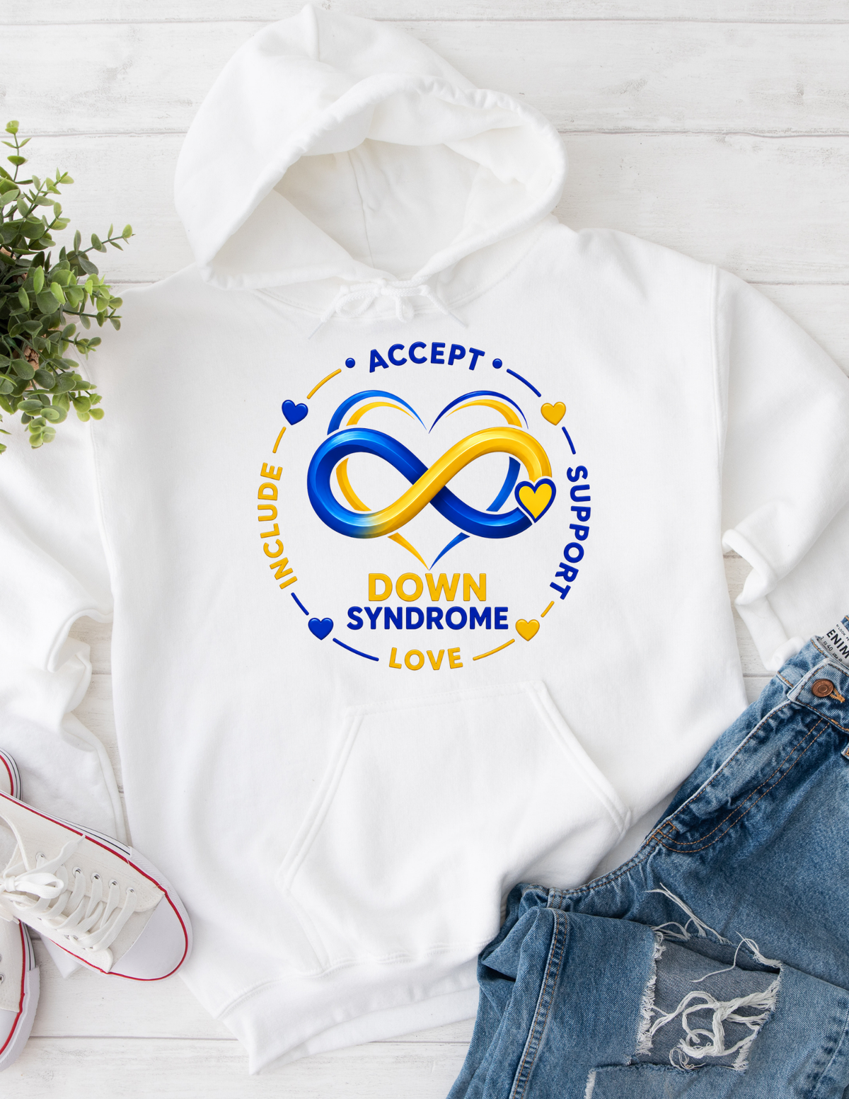 Down Syndrome Awareness Hoodie - Accept Include Support Love
