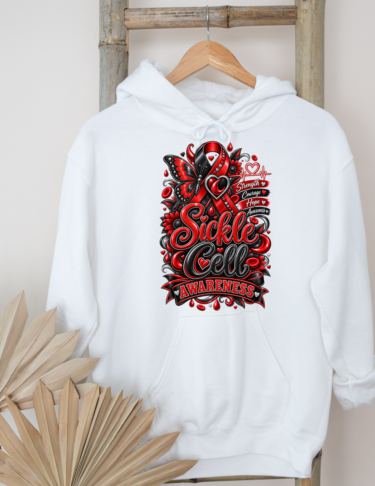 Sickle Cell Awareness Hoodie - Strength Courage Hope