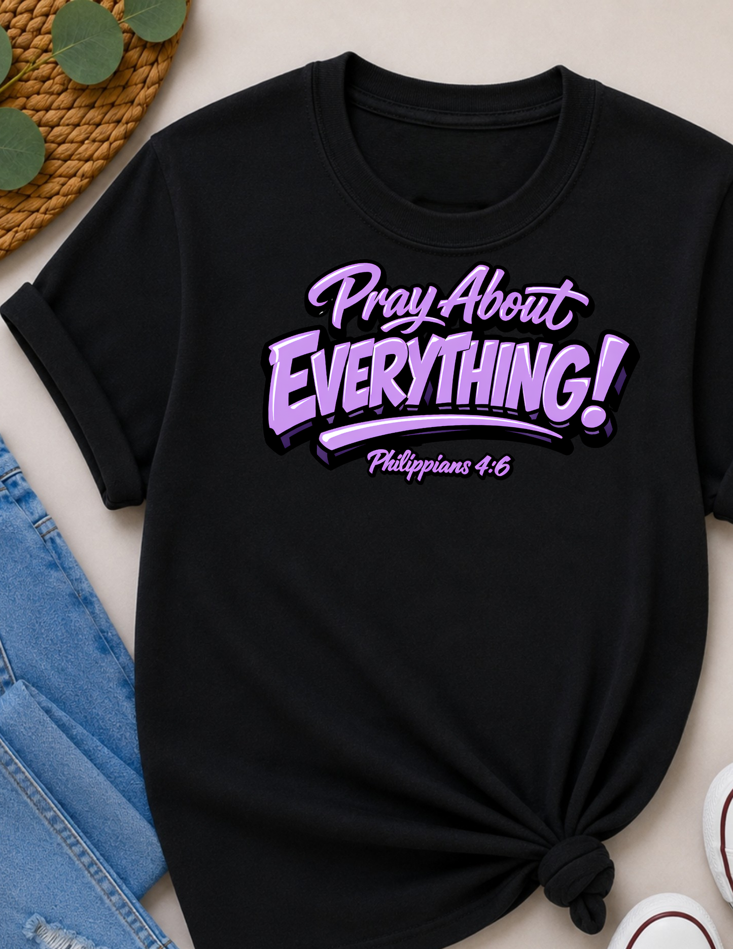 Pray About Everything Christian T-Shirt | Philippians 4:6 Faith Shirt