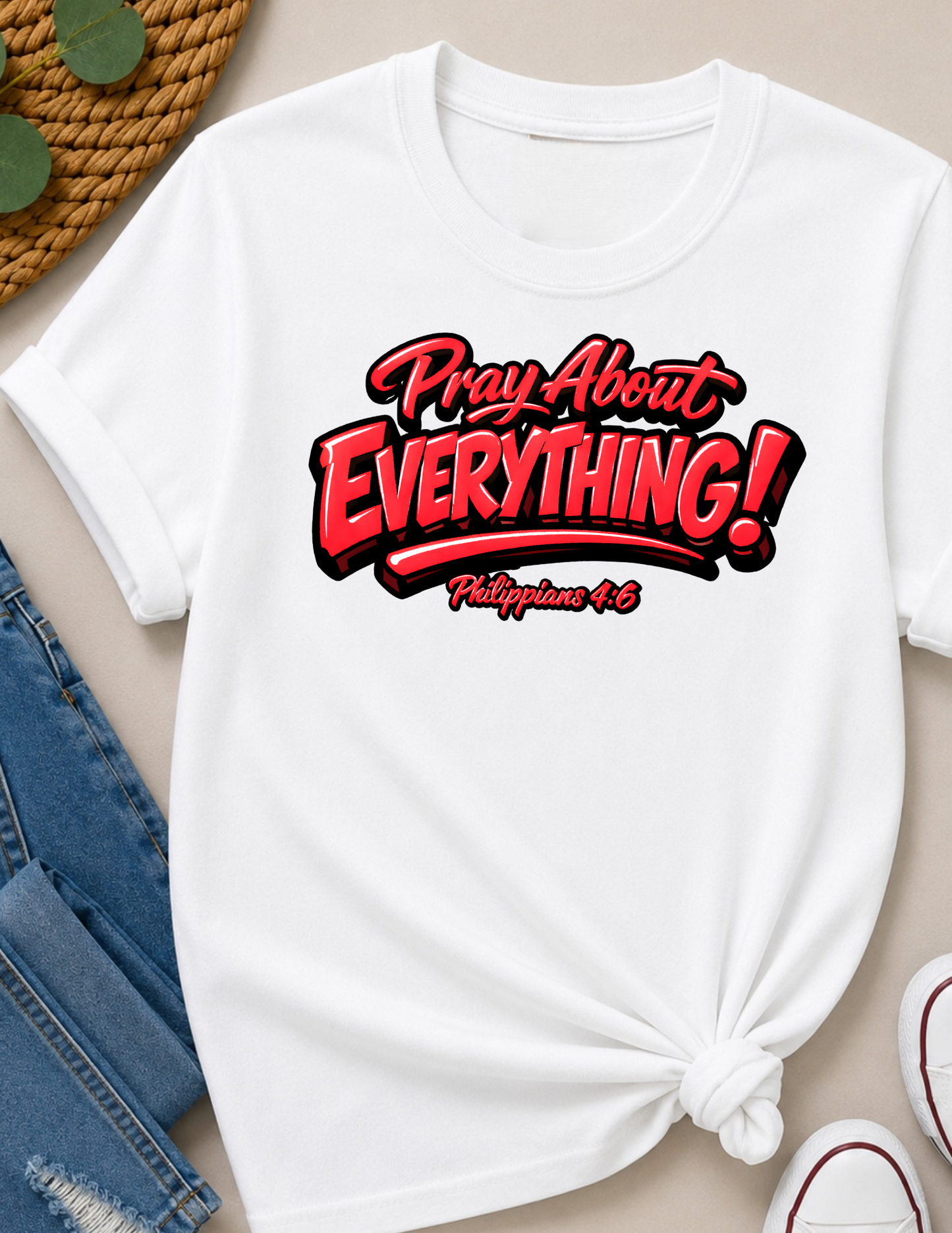Pray About Everything Christian T-Shirt | Philippians 4:6 Faith Shirt