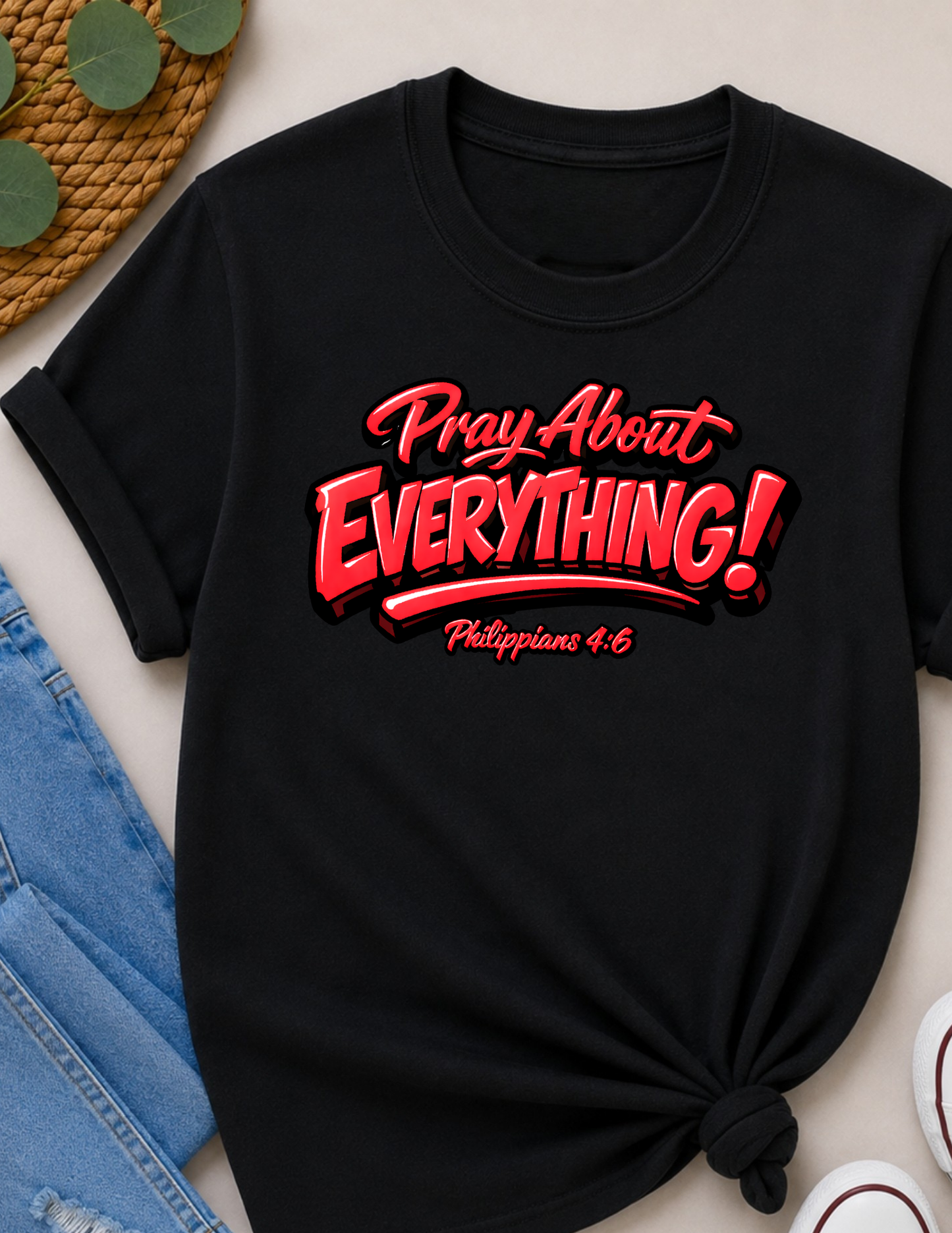 Pray About Everything Christian T-Shirt | Philippians 4:6 Faith Shirt