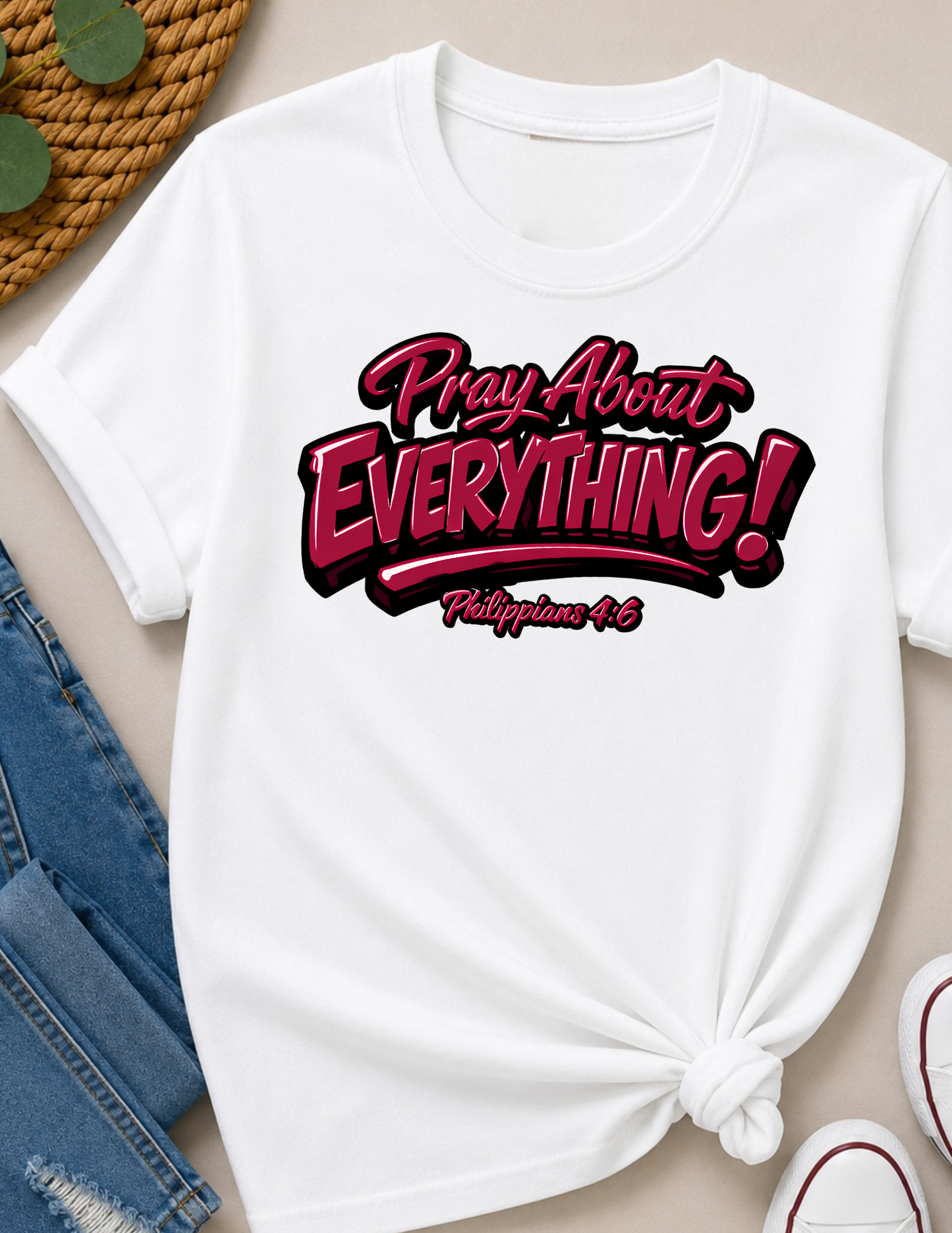Pray About Everything Christian T-Shirt | Philippians 4:6 Faith Shirt