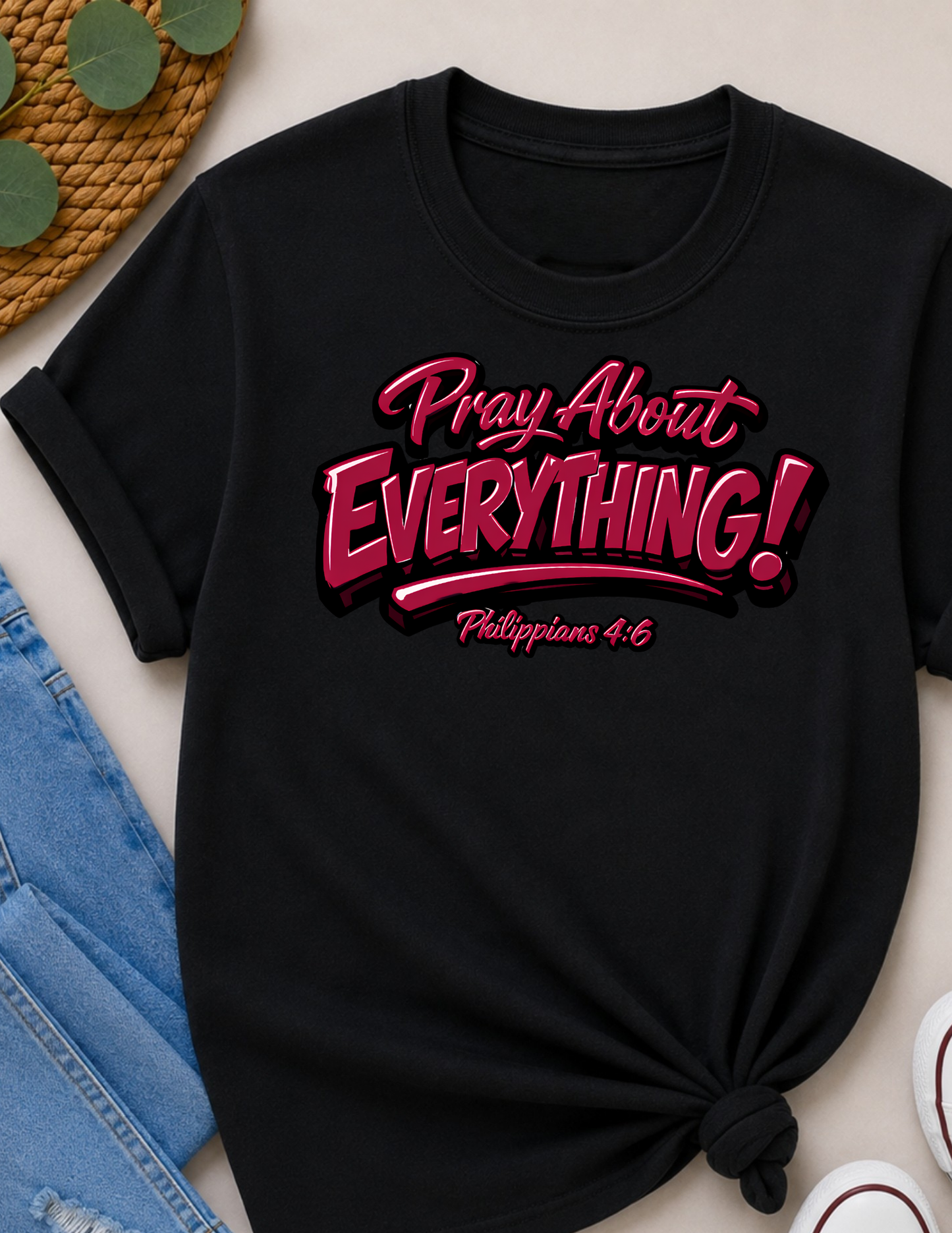 Pray About Everything Christian T-Shirt | Philippians 4:6 Faith Shirt