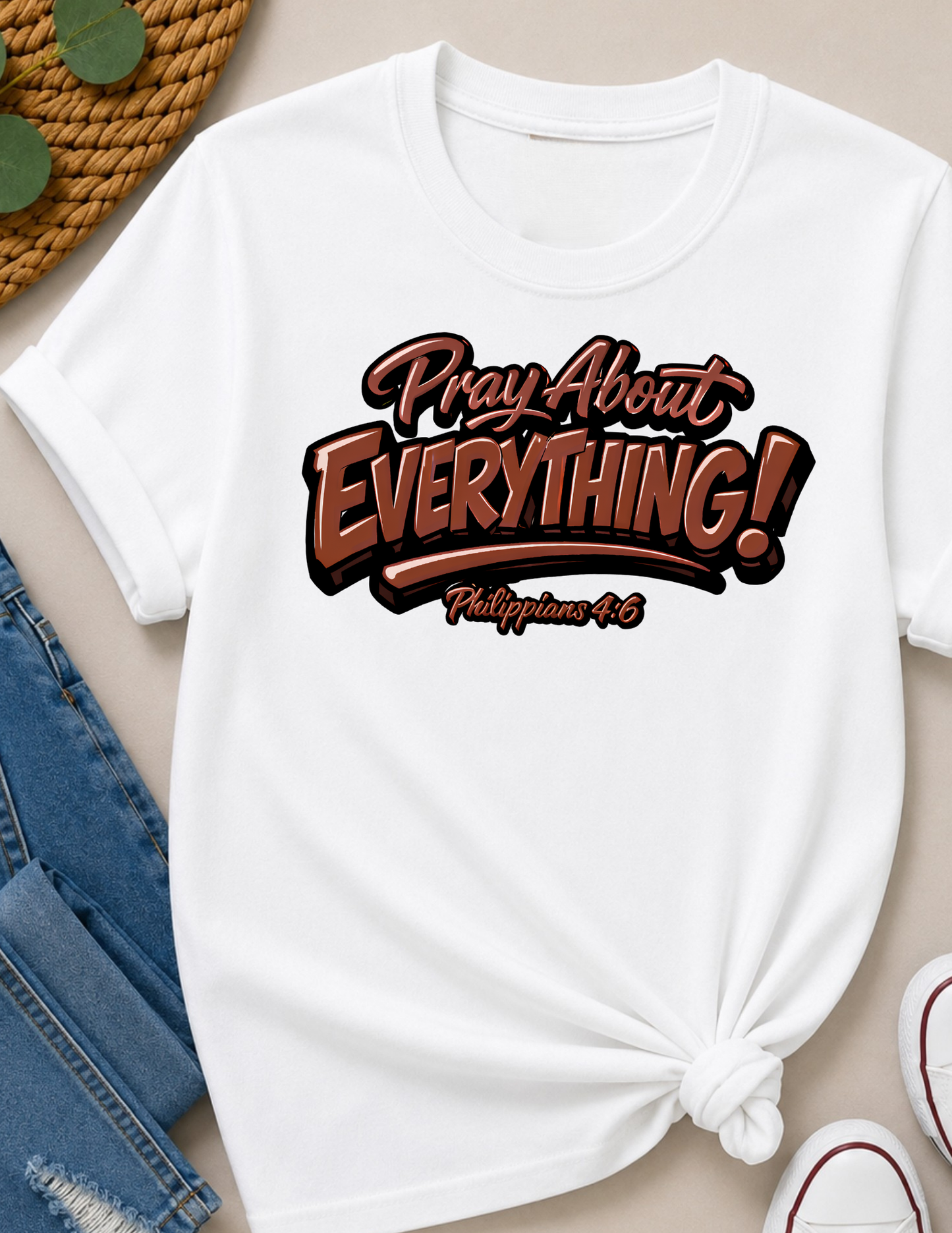 Pray About Everything Christian T-Shirt | Philippians 4:6 Faith Shirt