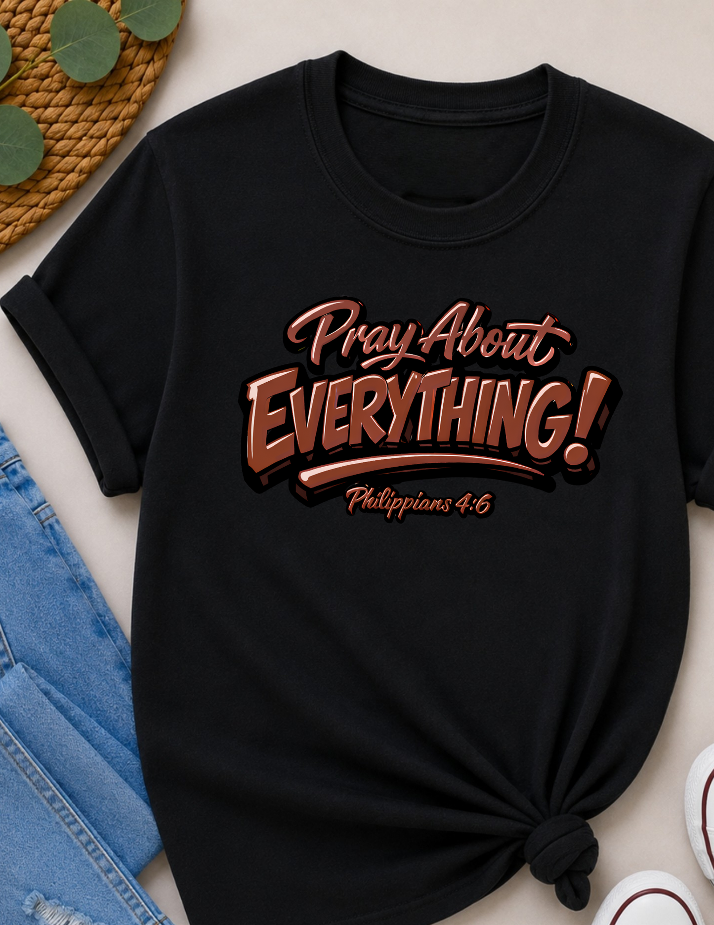 Pray About Everything Christian T-Shirt | Philippians 4:6 Faith Shirt