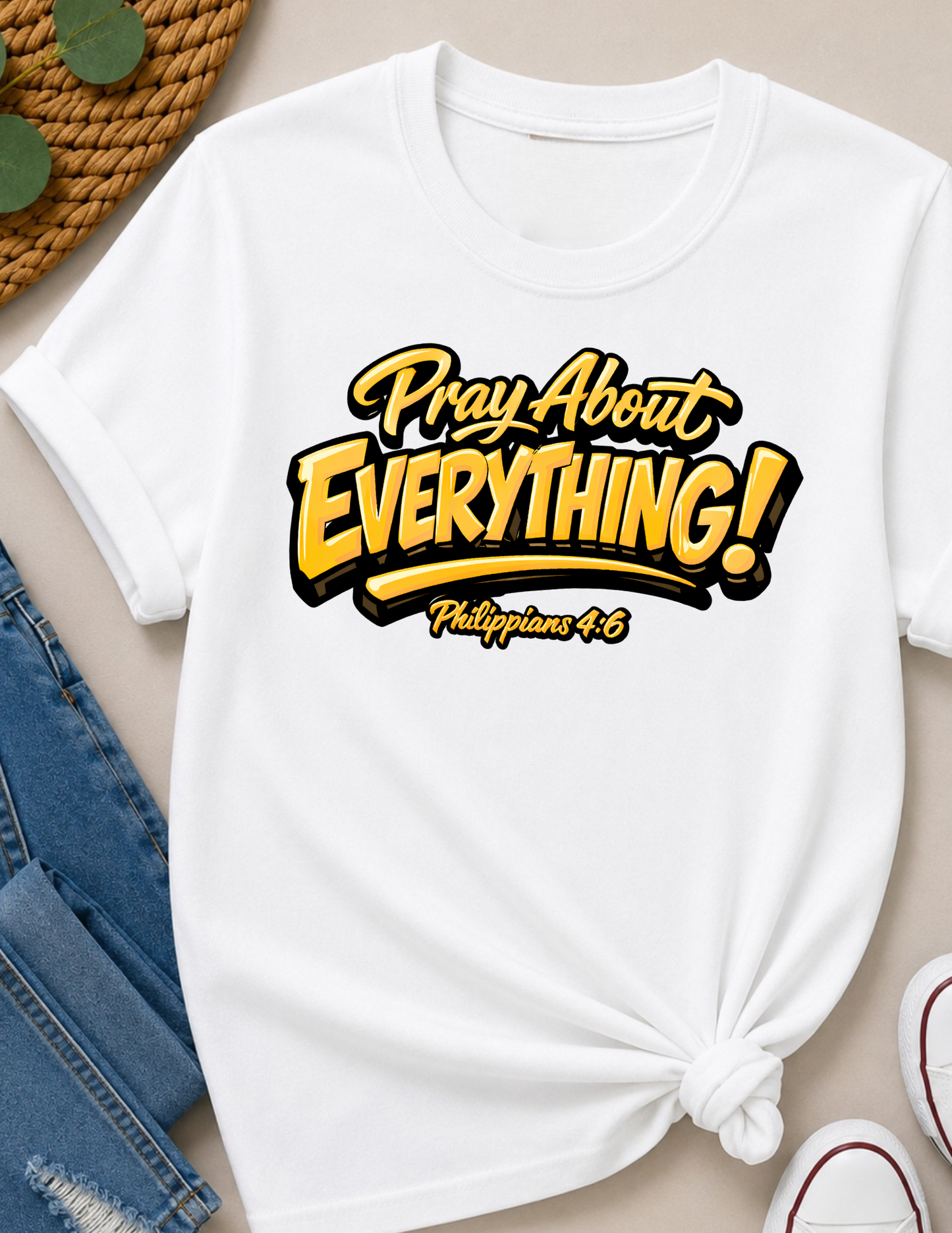 Pray About Everything Christian T-Shirt | Philippians 4:6 Faith Shirt