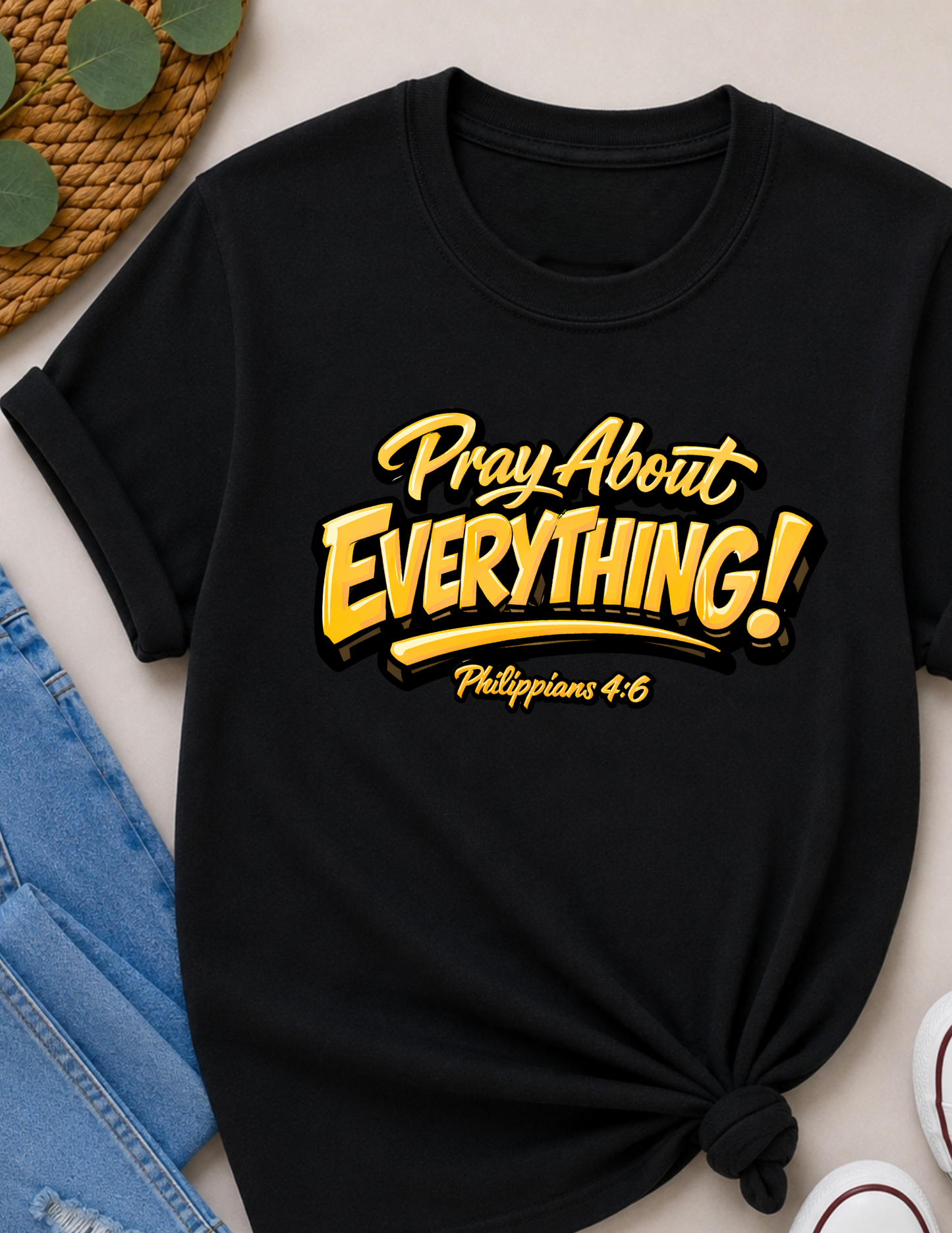 Pray About Everything Christian T-Shirt | Philippians 4:6 Faith Shirt