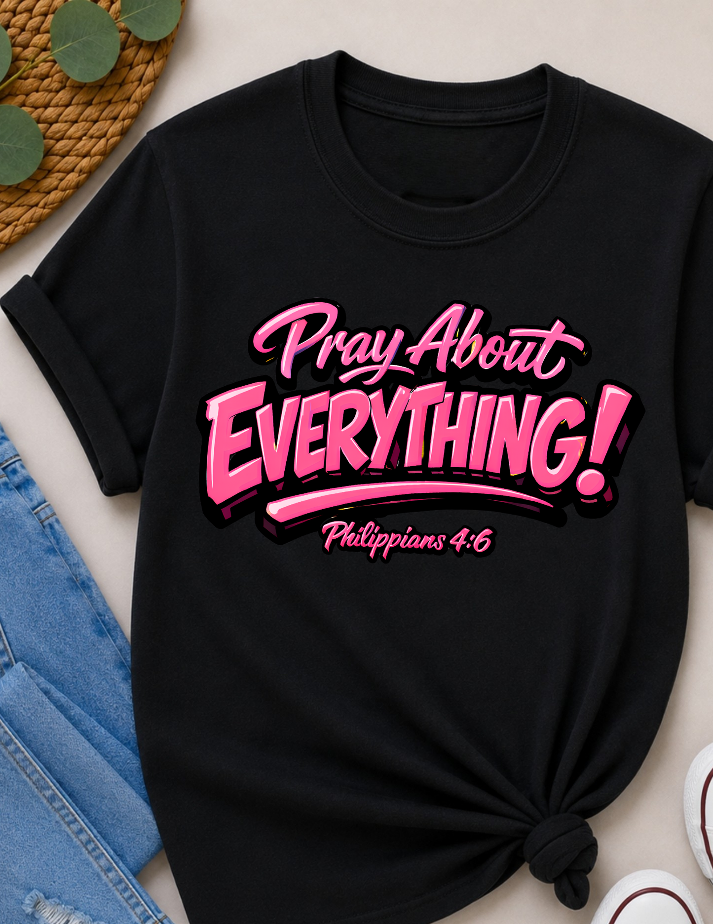 Pray About Everything Christian T-Shirt | Philippians 4:6 Faith Shirt