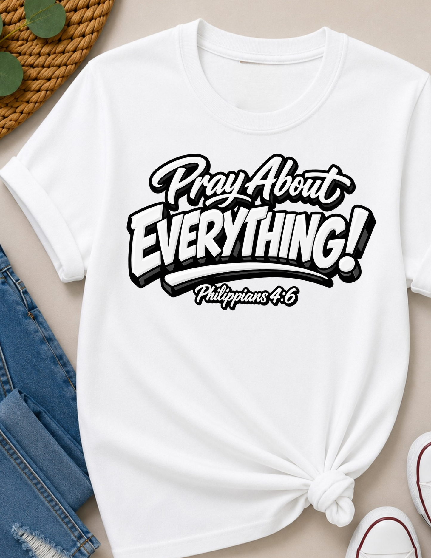 Pray About Everything Christian T-Shirt | Philippians 4:6 Faith Shirt