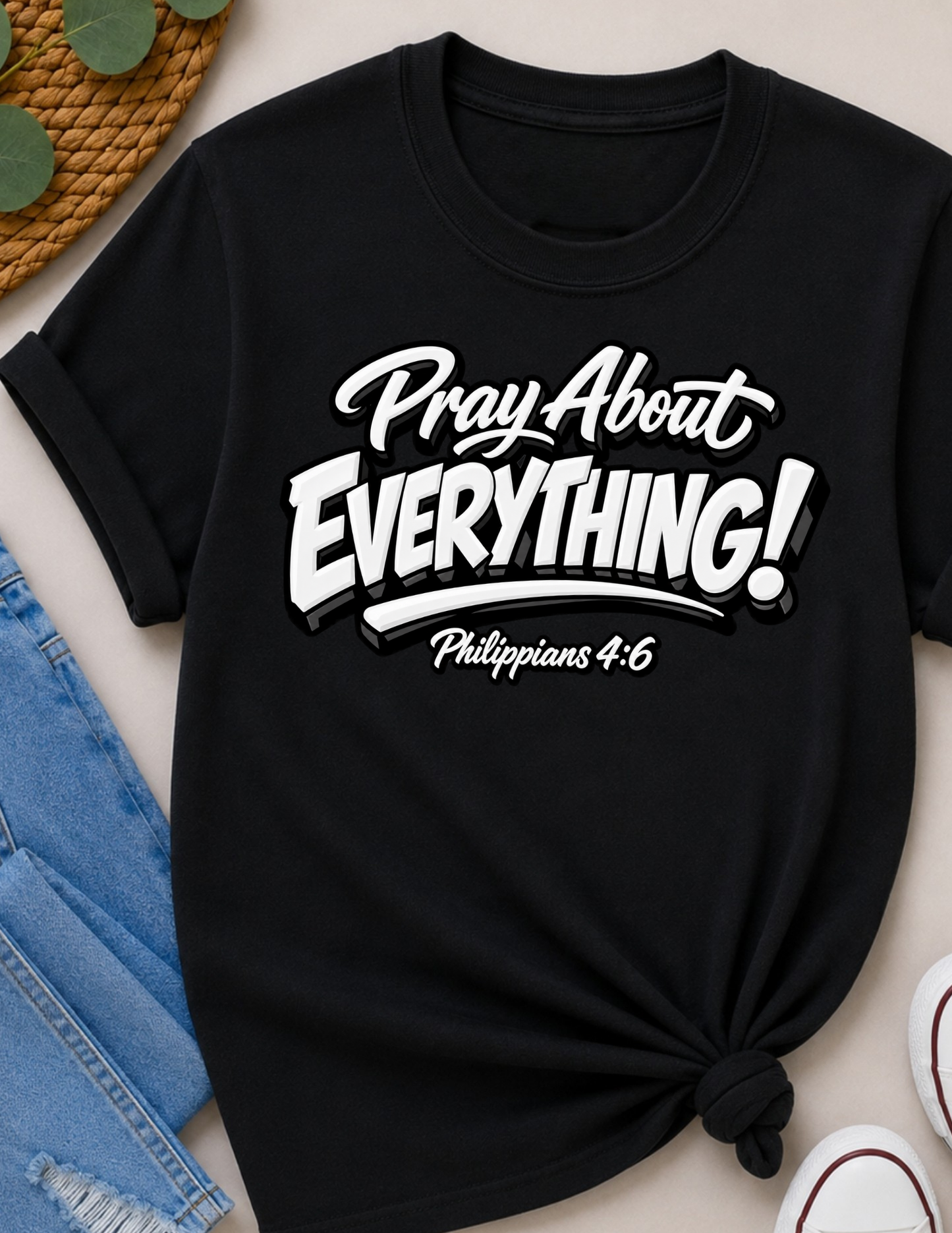 Pray About Everything Christian T-Shirt | Philippians 4:6 Faith Shirt