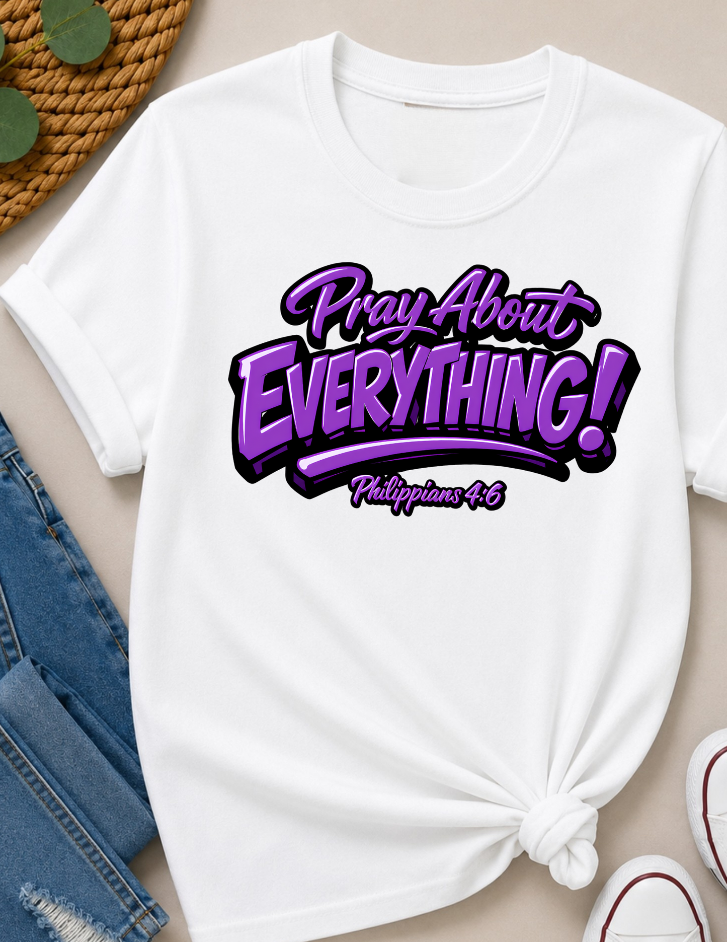 Pray About Everything Christian T-Shirt | Philippians 4:6 Faith Shirt