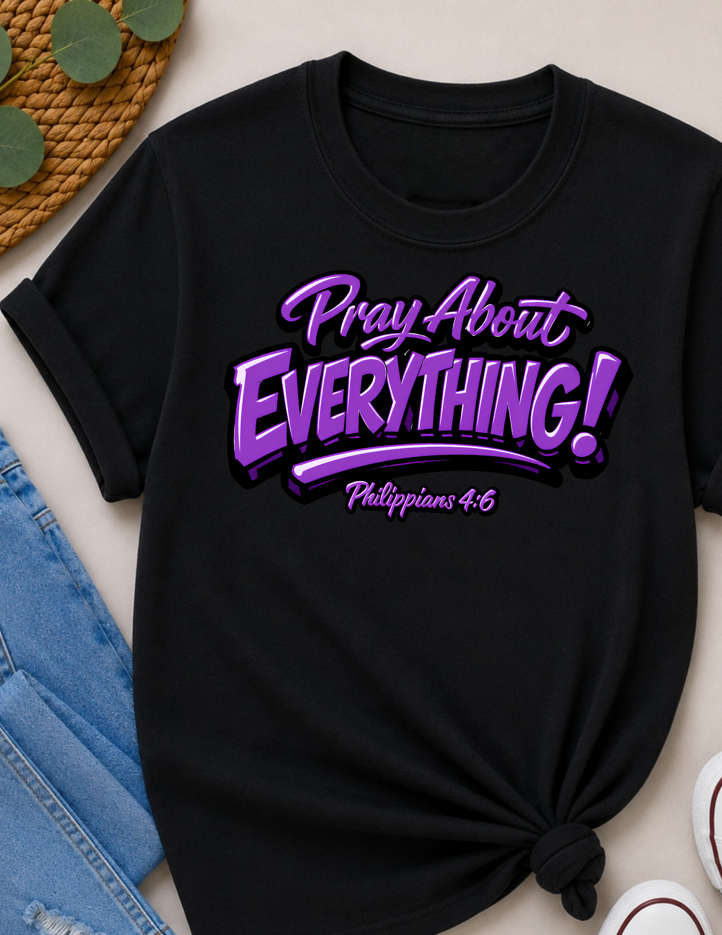 Pray About Everything Christian T-Shirt | Philippians 4:6 Faith Shirt