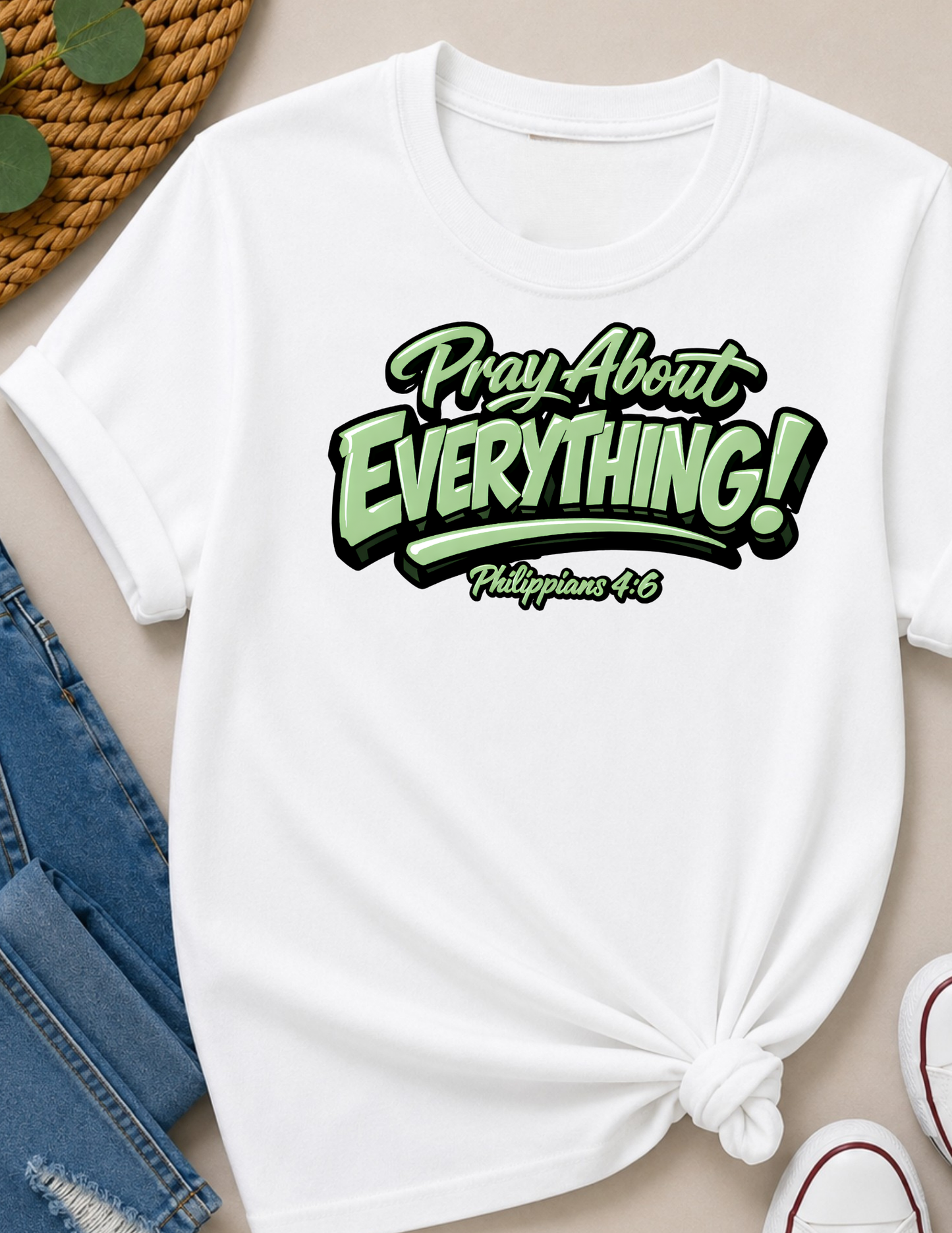 Pray About Everything Christian T-Shirt | Philippians 4:6 Faith Shirt