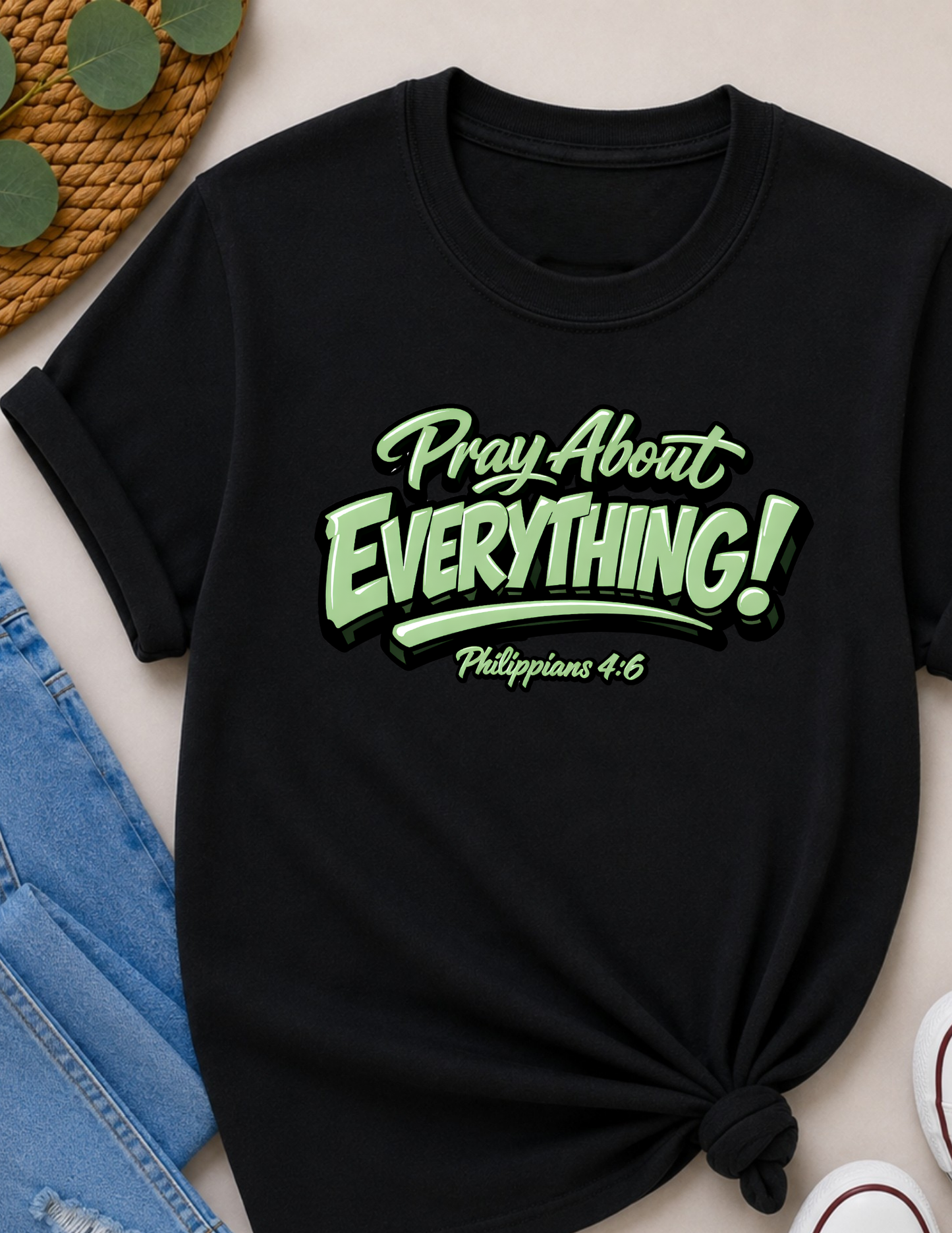 Pray About Everything Christian T-Shirt | Philippians 4:6 Faith Shirt