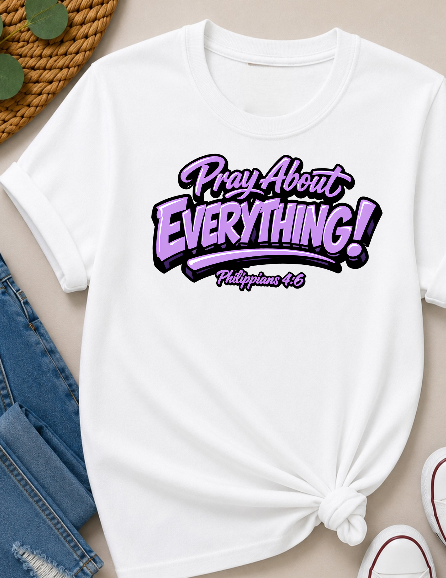 Pray About Everything Christian T-Shirt | Philippians 4:6 Faith Shirt