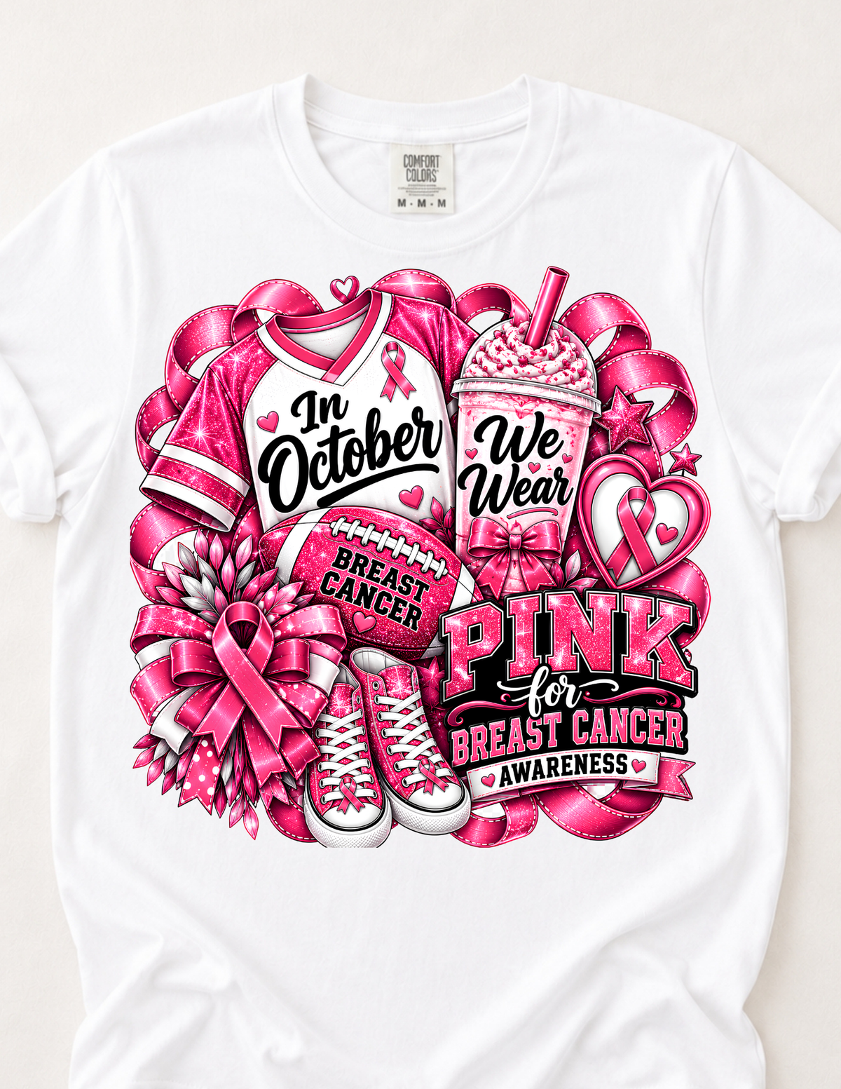In October We Wear Pink Breast Cancer Awareness Short Sleeve T-Shirt