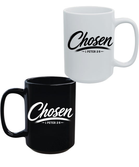 Chosen Christian 15 oz Coffee Mug | Black or White Faith Mug