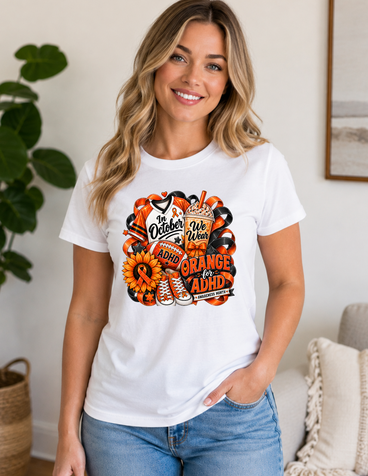In October We Wear Orange ADHD Awareness T-Shirt