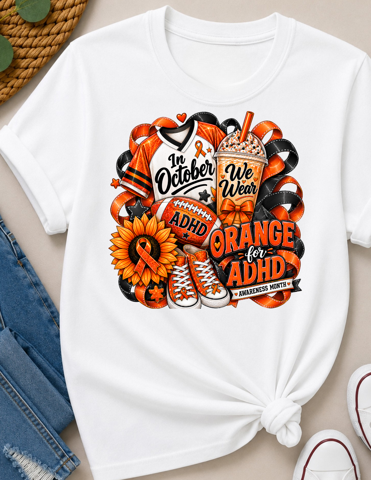 In October We Wear Orange ADHD Awareness T-Shirt