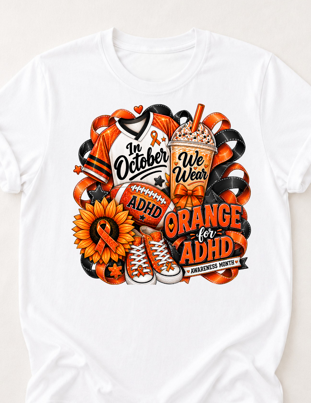 In October We Wear Orange ADHD Awareness T-Shirt