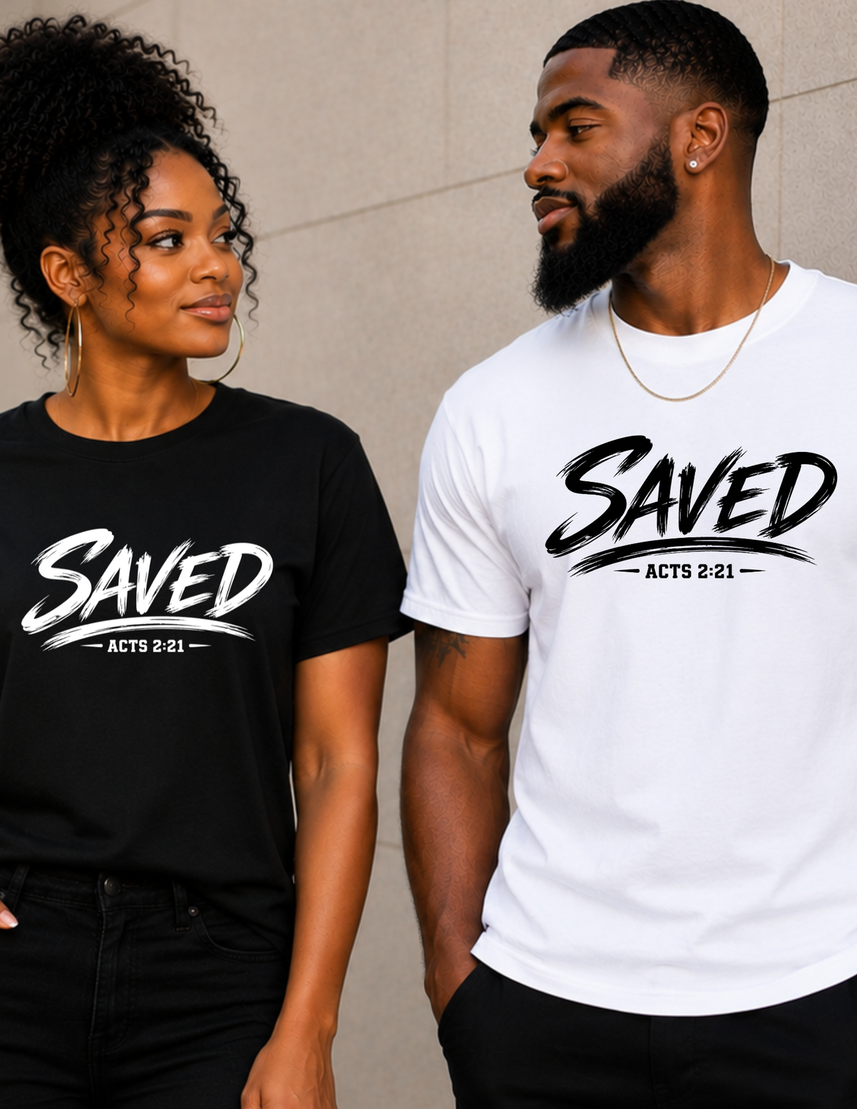 Saved Acts 2:21 Christian T-Shirt | Black & White Faith Tee