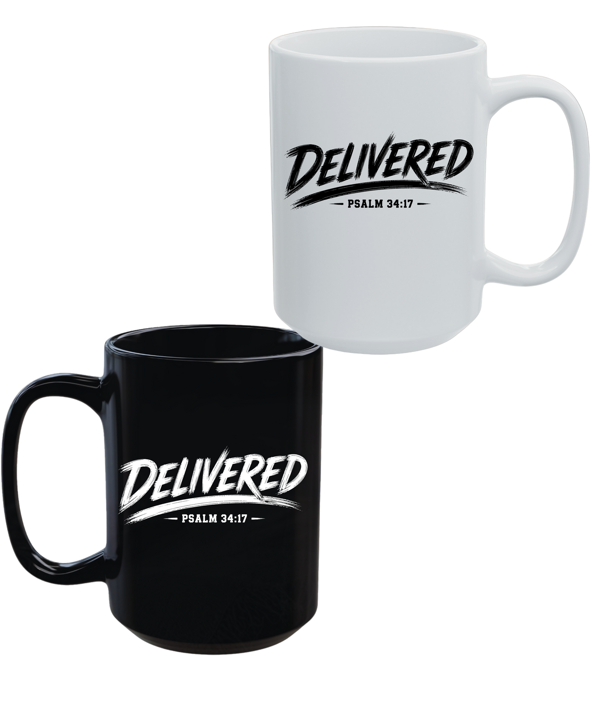 Delivered Psalm 34:17 15 oz Christian Coffee Mug | Black or White