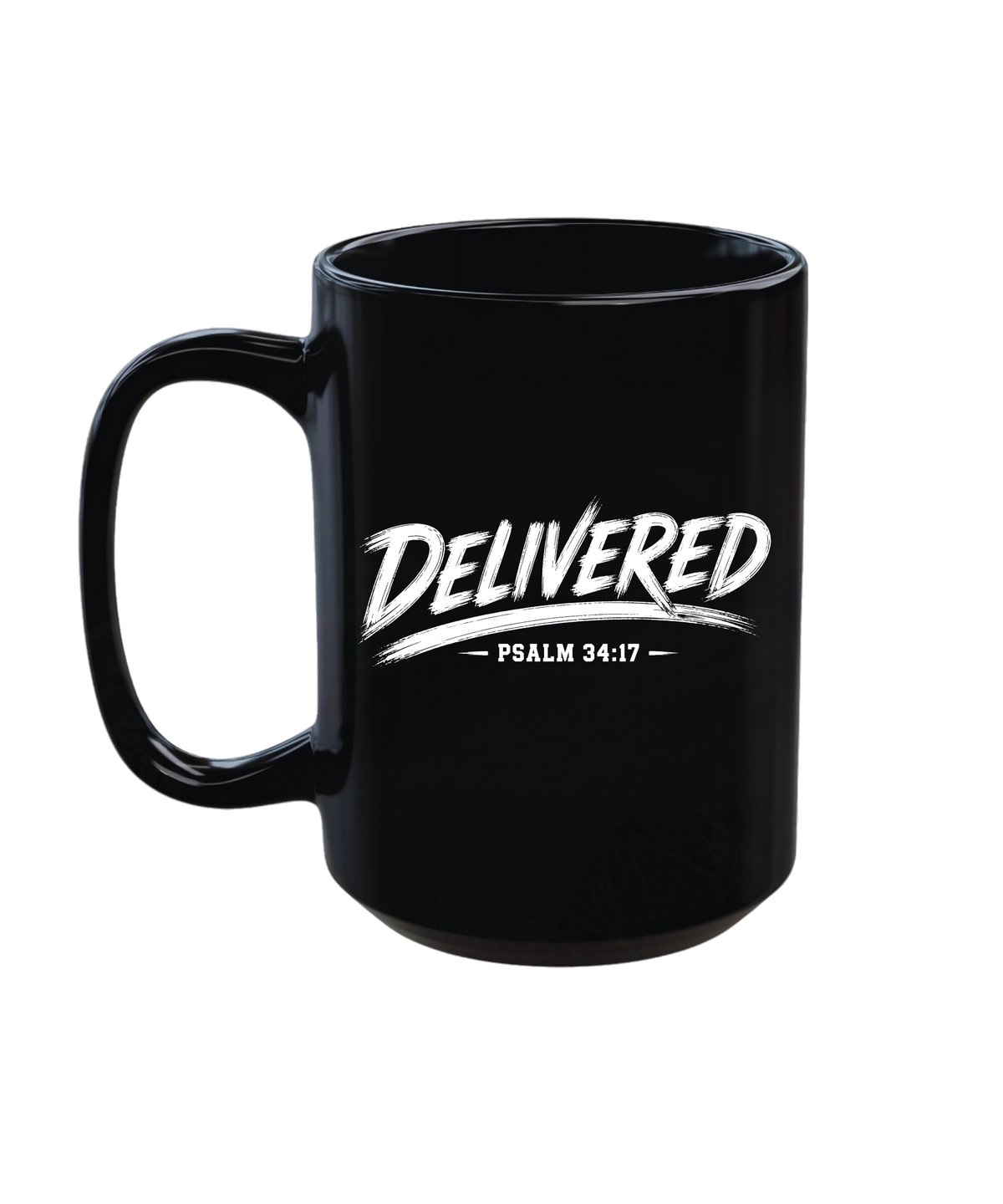 Delivered Psalm 34:17 15 oz Christian Coffee Mug | Black or White