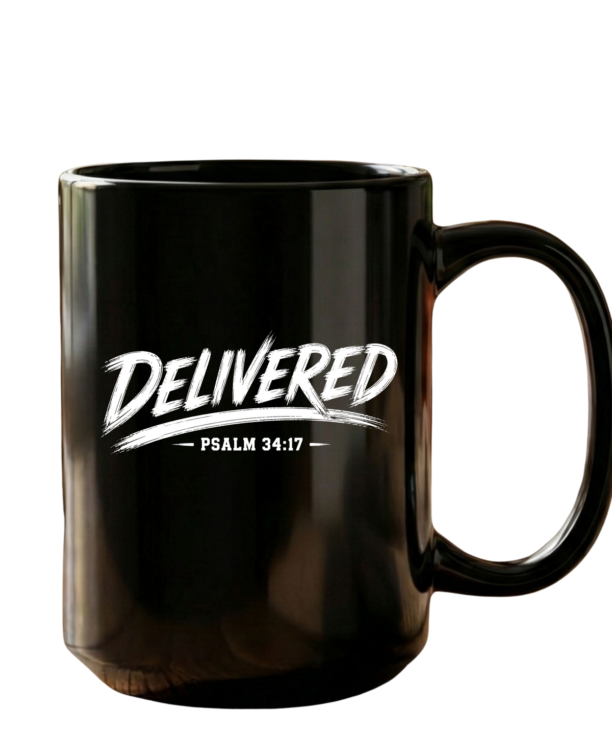 Delivered Psalm 34:17 15 oz Christian Coffee Mug | Black or White