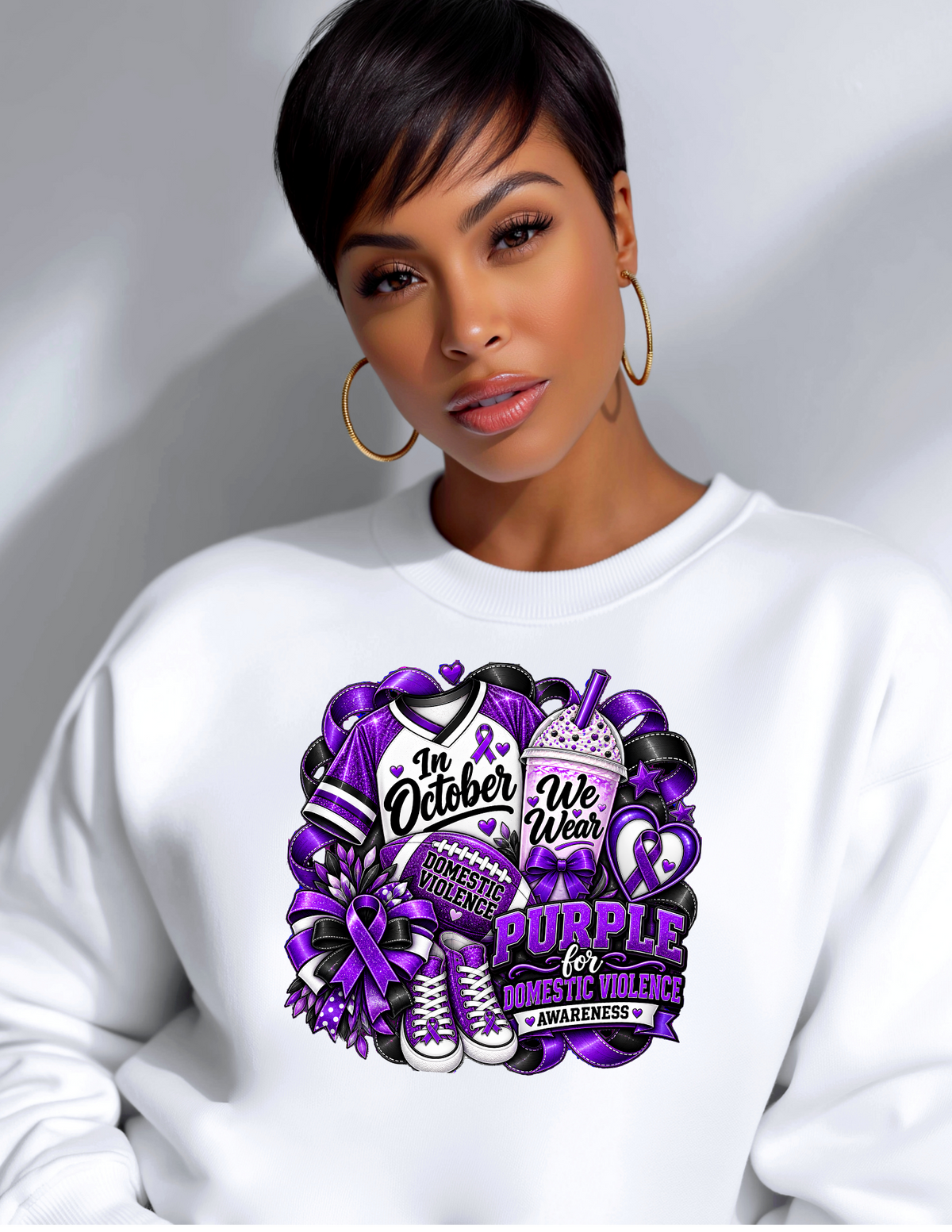 Domestic Violence Awareness  Sweatshirt - In October We Wear Purple