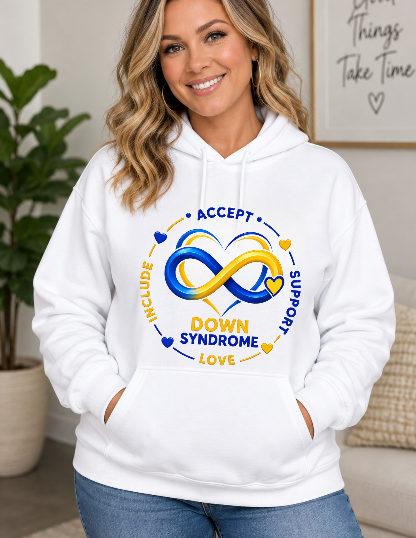 Down Syndrome Awareness Hoodie - Accept Include Support Love