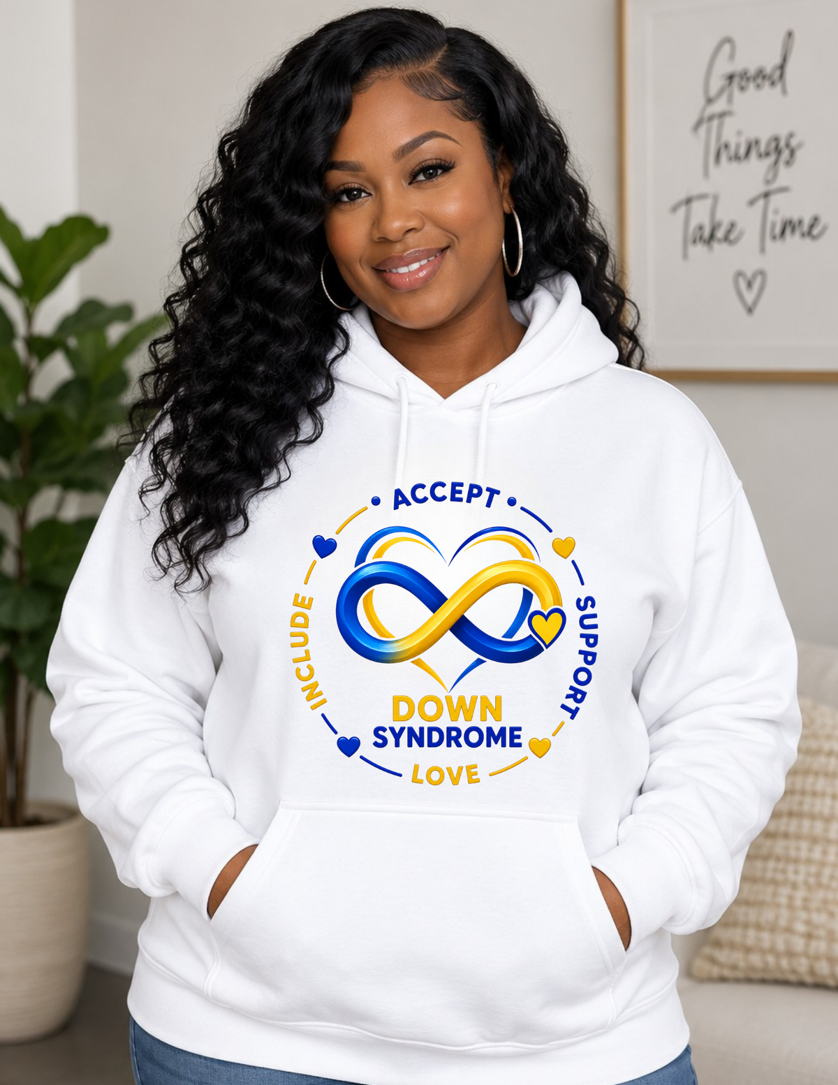 Down Syndrome Awareness Hoodie - Accept Include Support Love