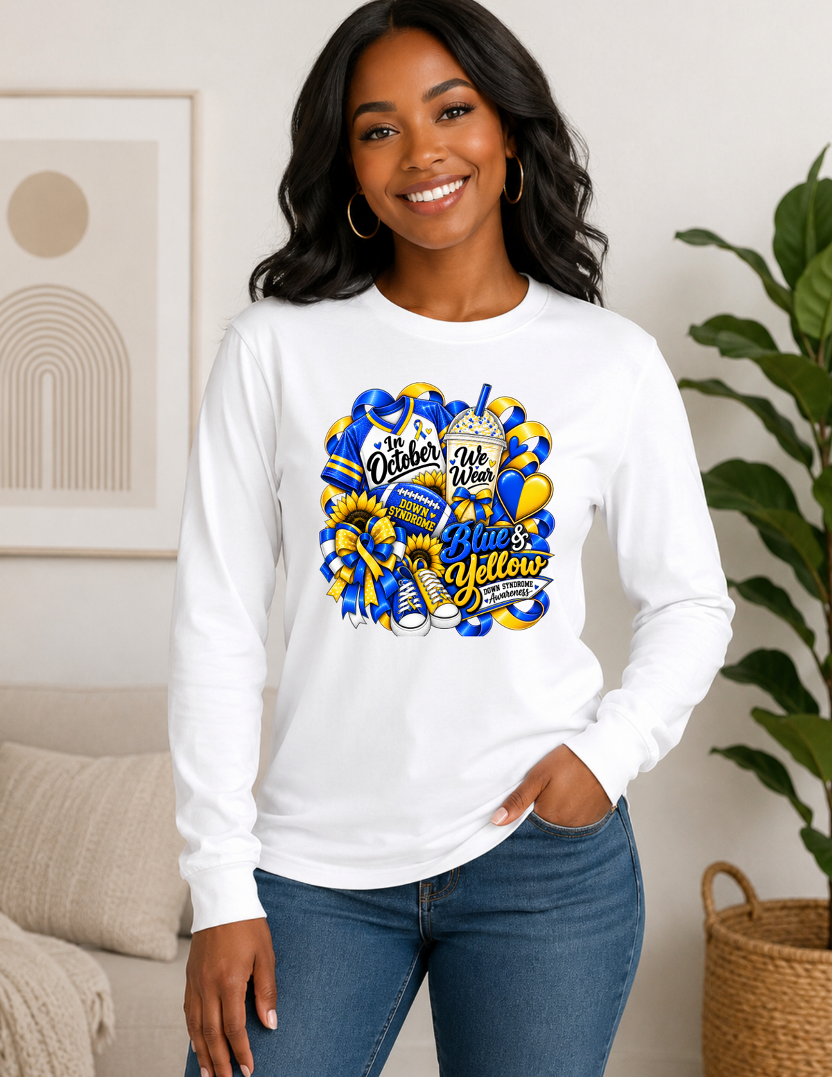 Down Syndrome Awareness Blue & Yellow Long Sleeve Shirt