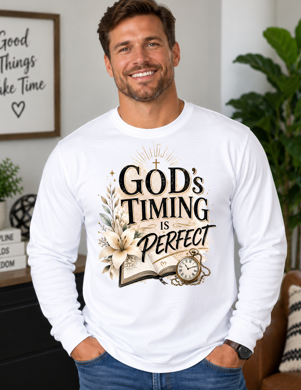 God’s Timing Is Perfect Christian Long Sleeve Shirt
