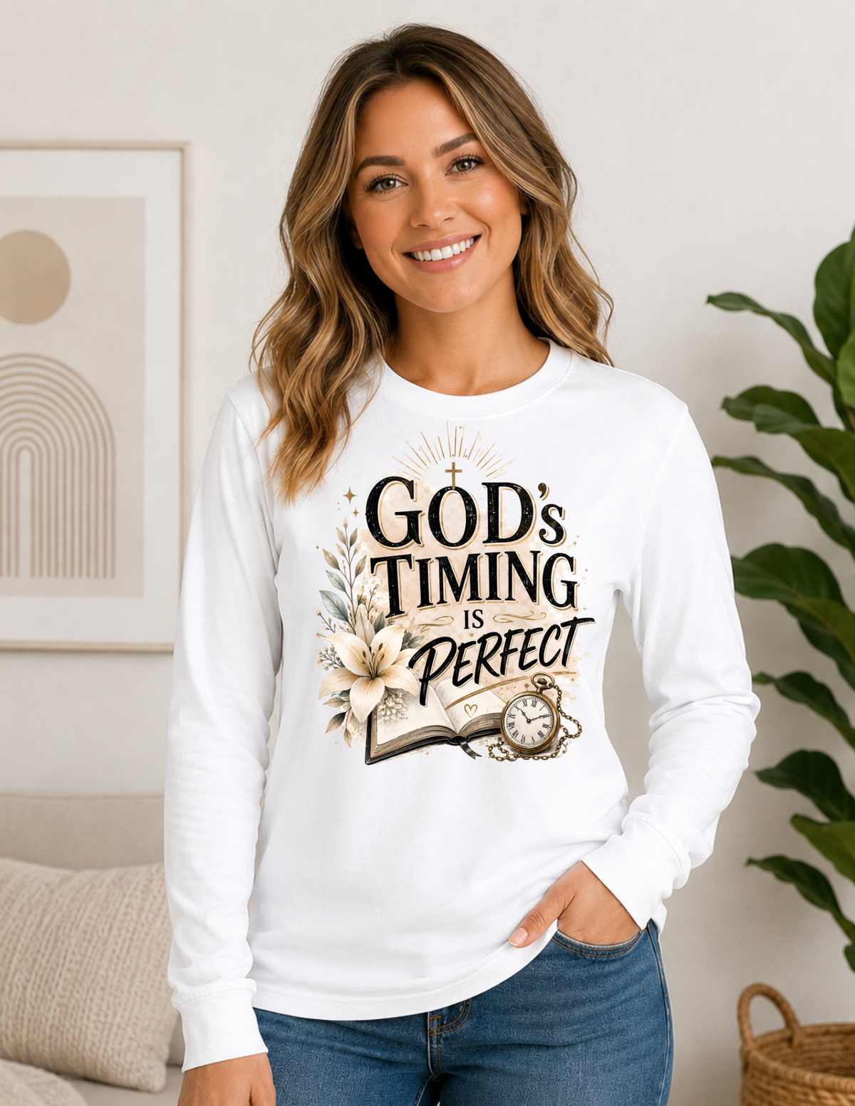 God’s Timing Is Perfect Christian Long Sleeve Shirt