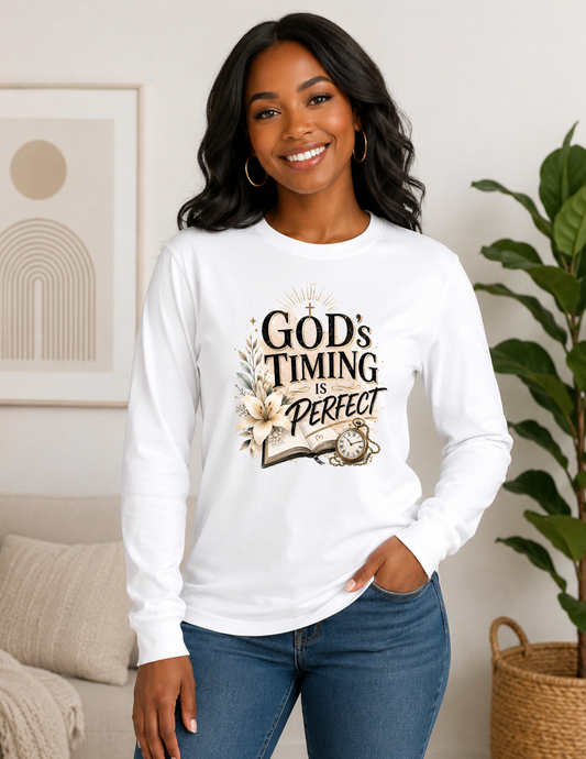 God’s Timing Is Perfect Christian Long Sleeve Shirt