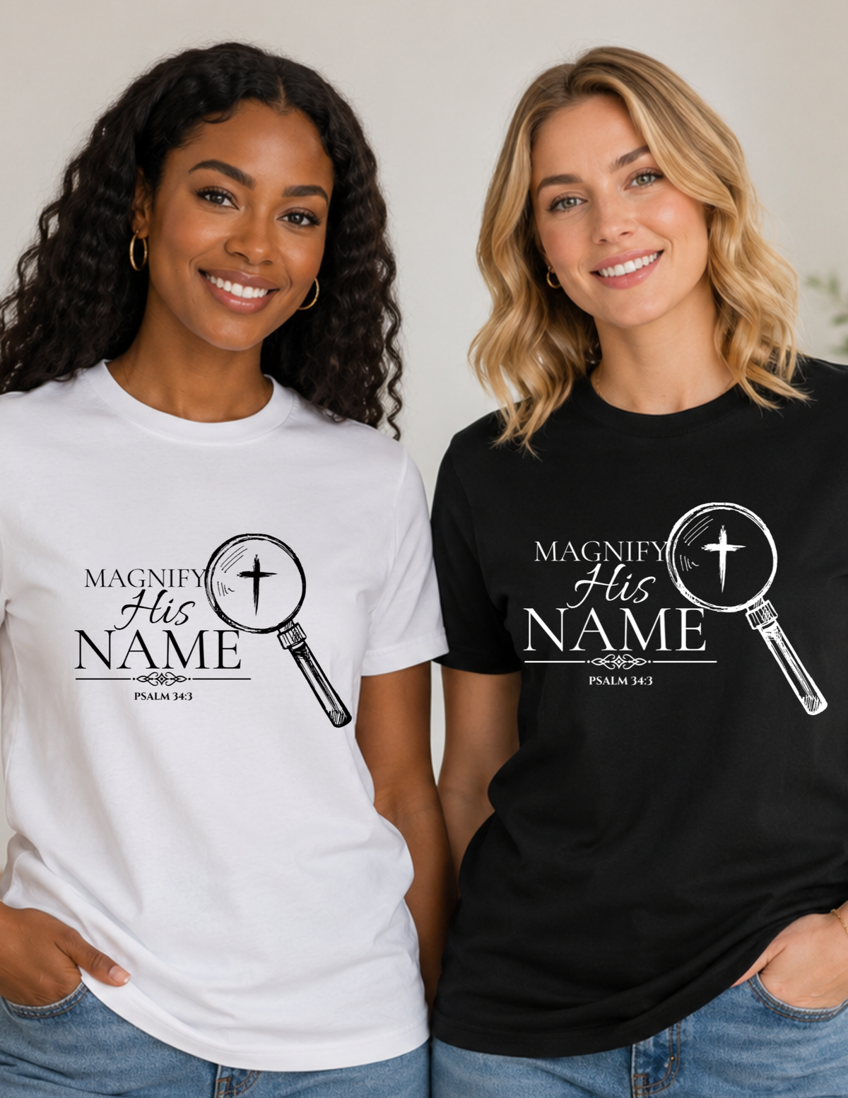 Magnify His Name Psalm 34:3 Christian T-Shirt | Faith Graphic Tee