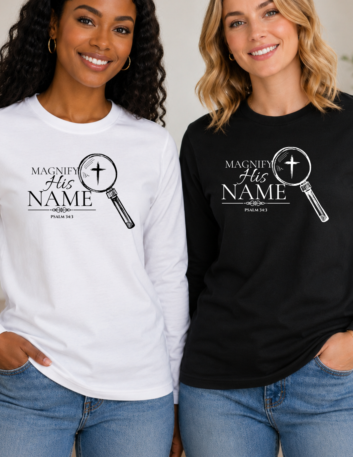Magnify His Name Psalm 34:3 Christian Long Sleeve Shirt