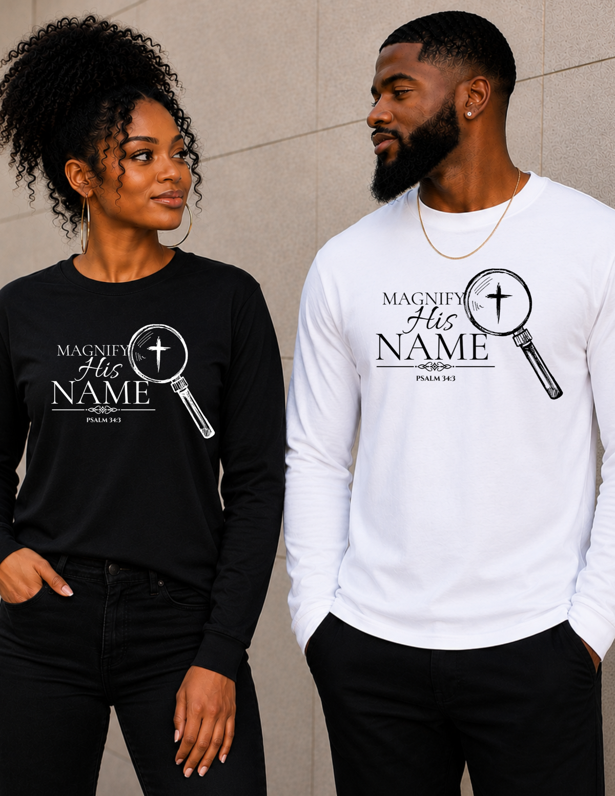 Magnify His Name Psalm 34:3 Christian Long Sleeve Shirt
