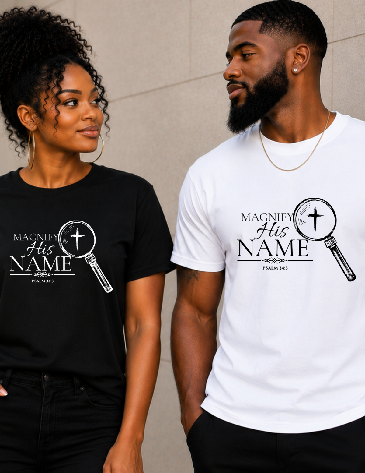 Magnify His Name Psalm 34:3 Christian T-Shirt | Faith Graphic Tee