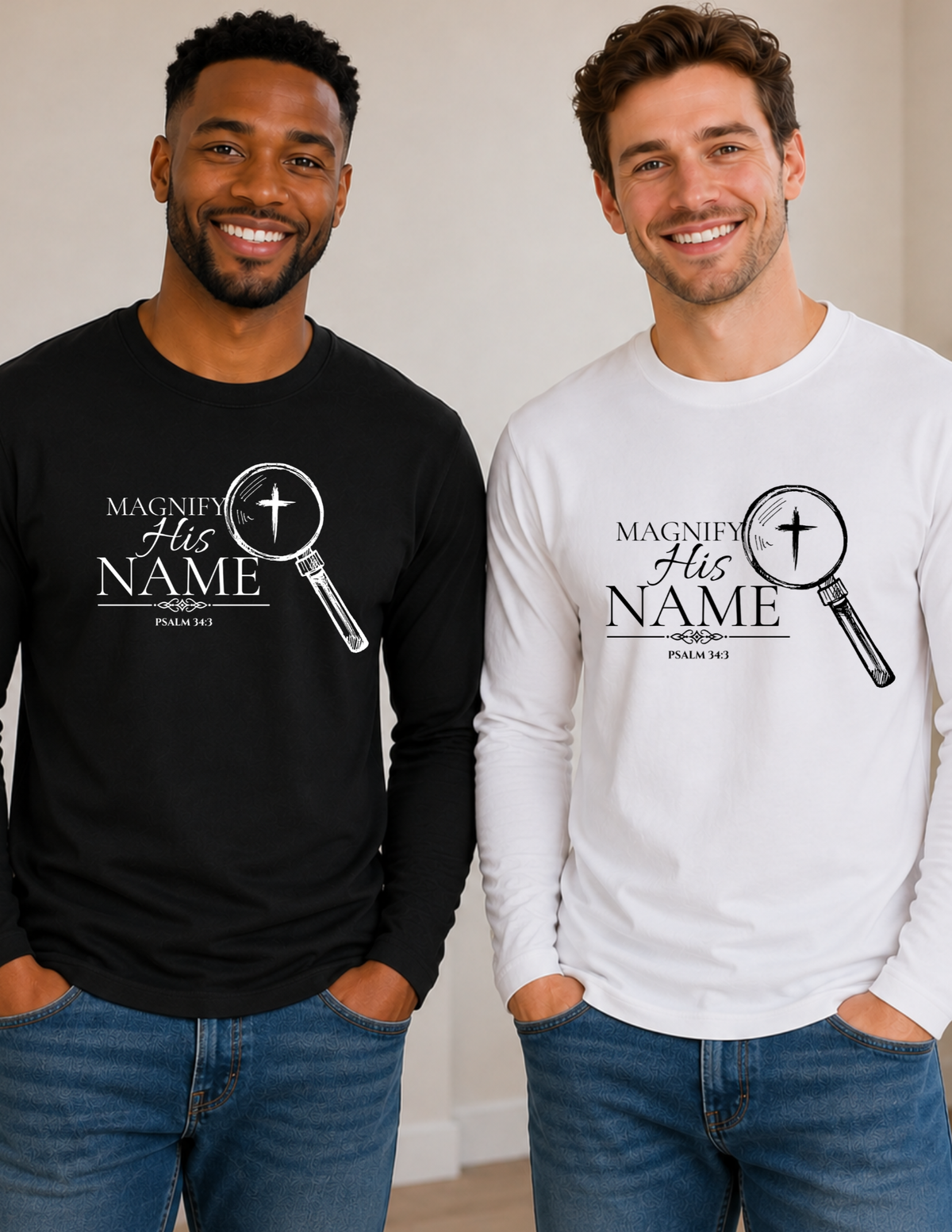 Magnify His Name Psalm 34:3 Christian Long Sleeve Shirt
