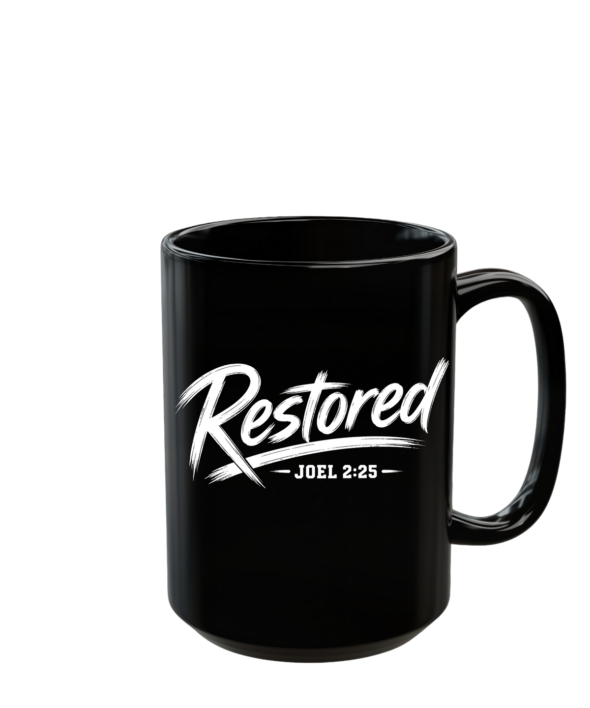 Restored Joel 2:25 15 oz Christian Coffee Mug | Black or White