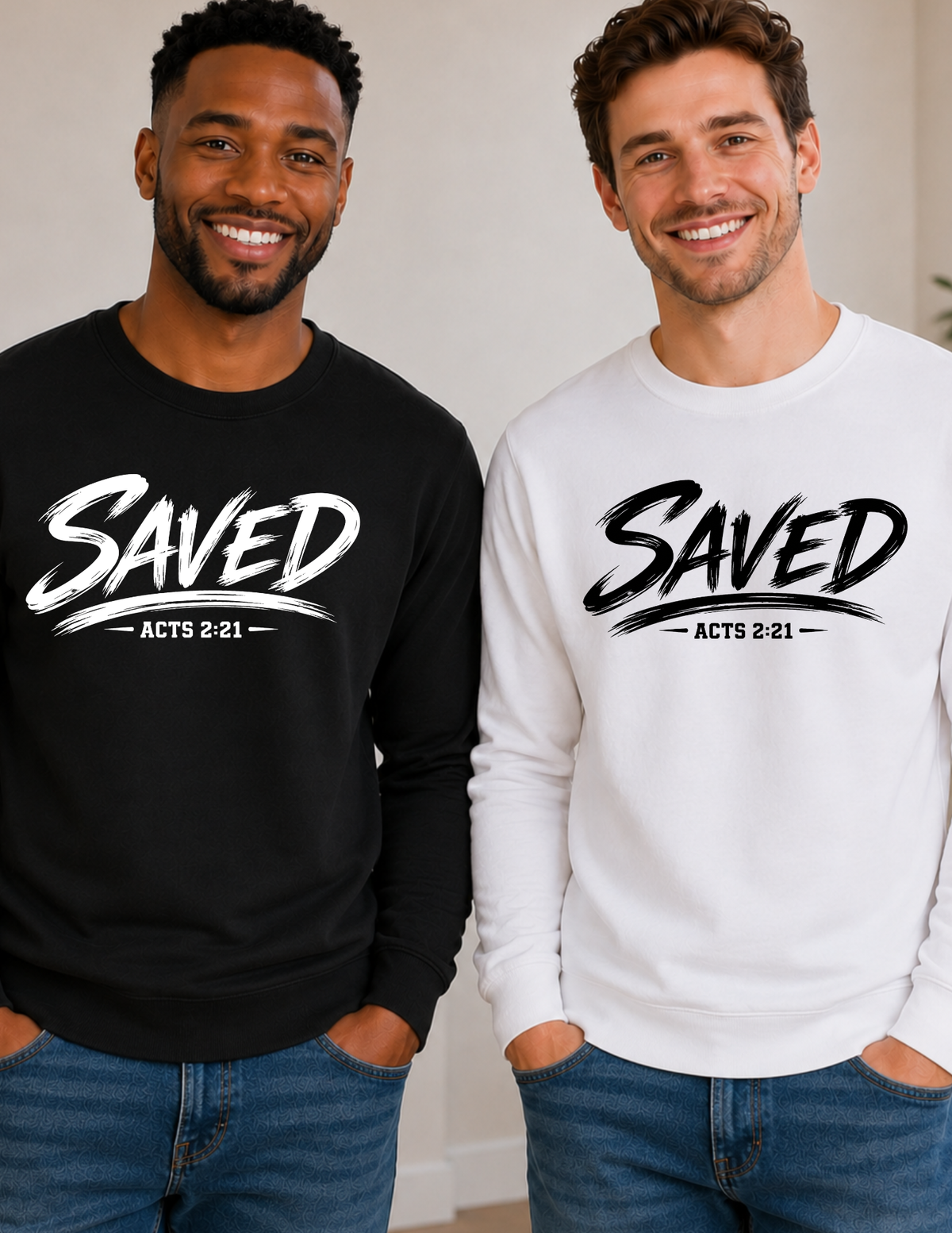 Saved Acts 2:21 Christian Long Sleeve Shirt | Faith Apparel