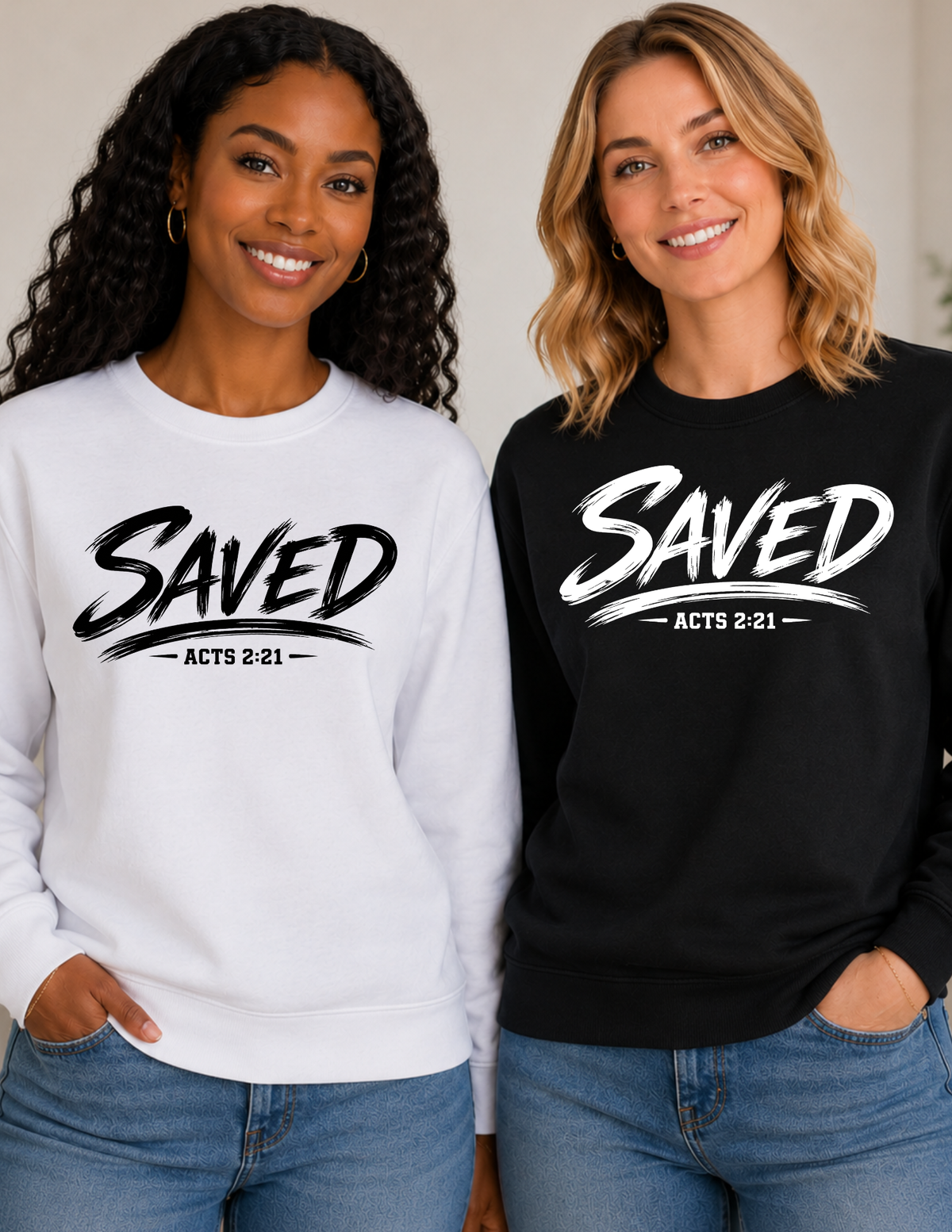 Saved Acts 2:21 Christian Long Sleeve Shirt | Faith Apparel
