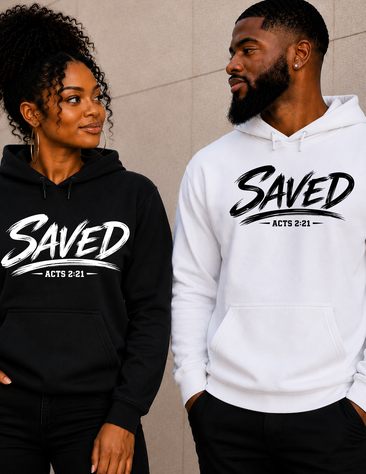Saved Acts 2:21 Christian Hoodie | Black & White Faith Sweatshirt