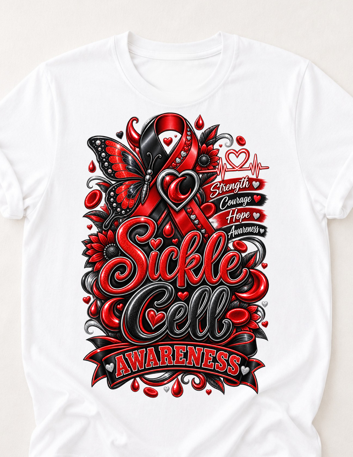 Strength Courage Hope Sickle Cell Awareness T-Shirt