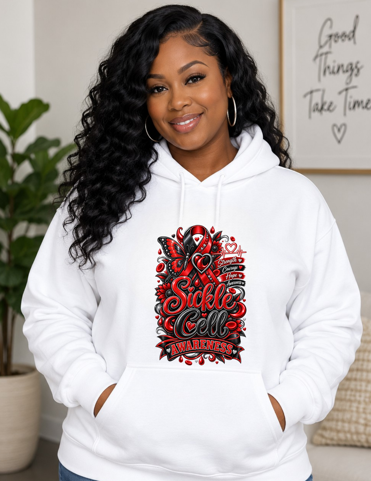 Sickle Cell Awareness Hoodie - Strength Courage Hope