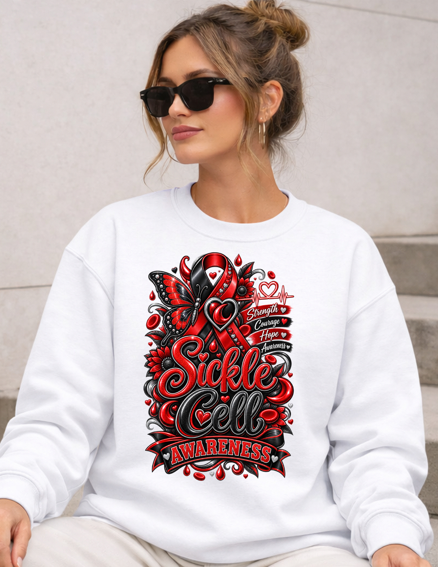 Sickle Cell Awareness - Strength Courage Hope Sweatshirt
