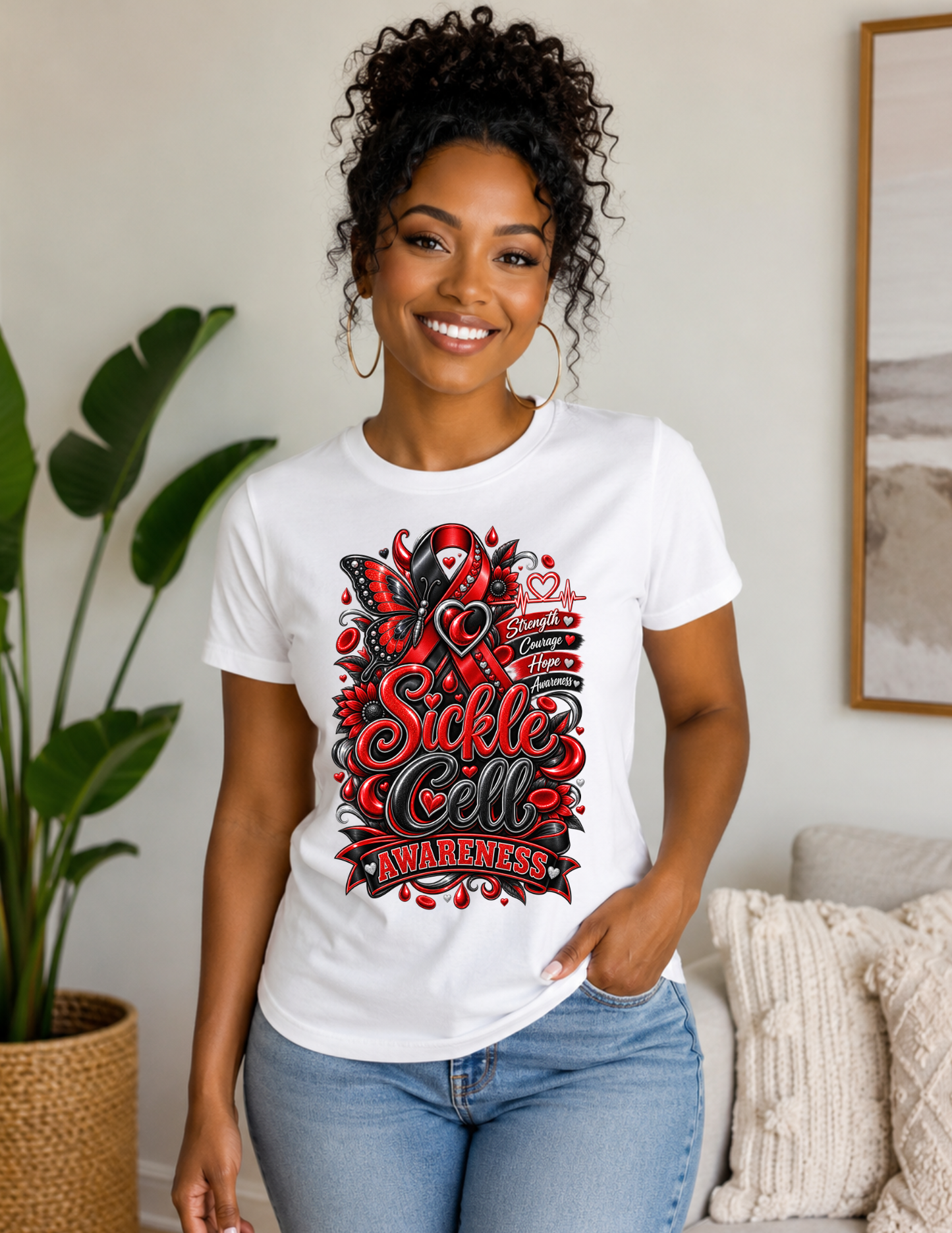 Strength Courage Hope Sickle Cell Awareness T-Shirt